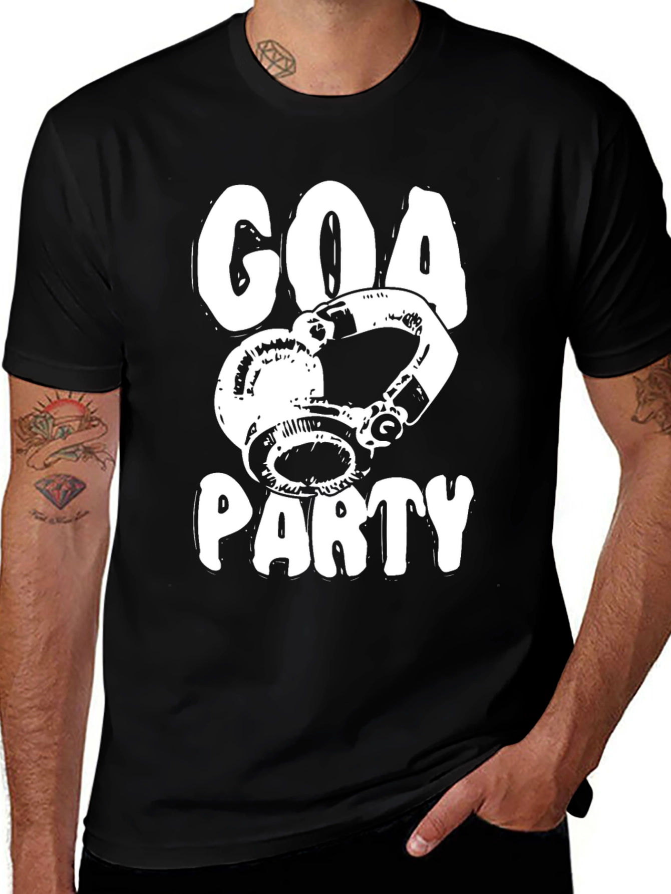 Variant 25 of Goa Party T-Shirt - Black, DJ Headphones Design