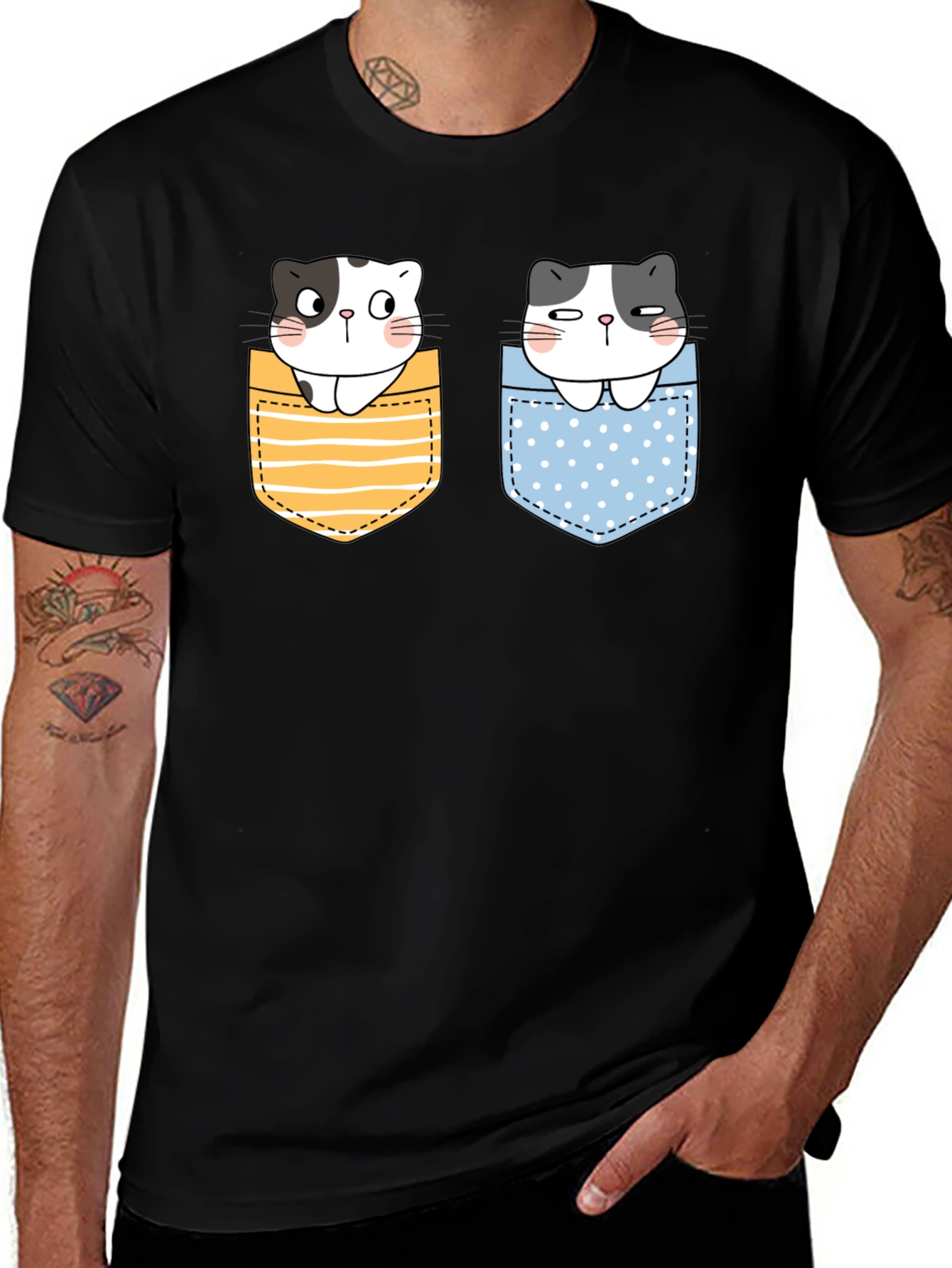 Variant 10 of Cute Cats in Pockets Graphic T-Shirt