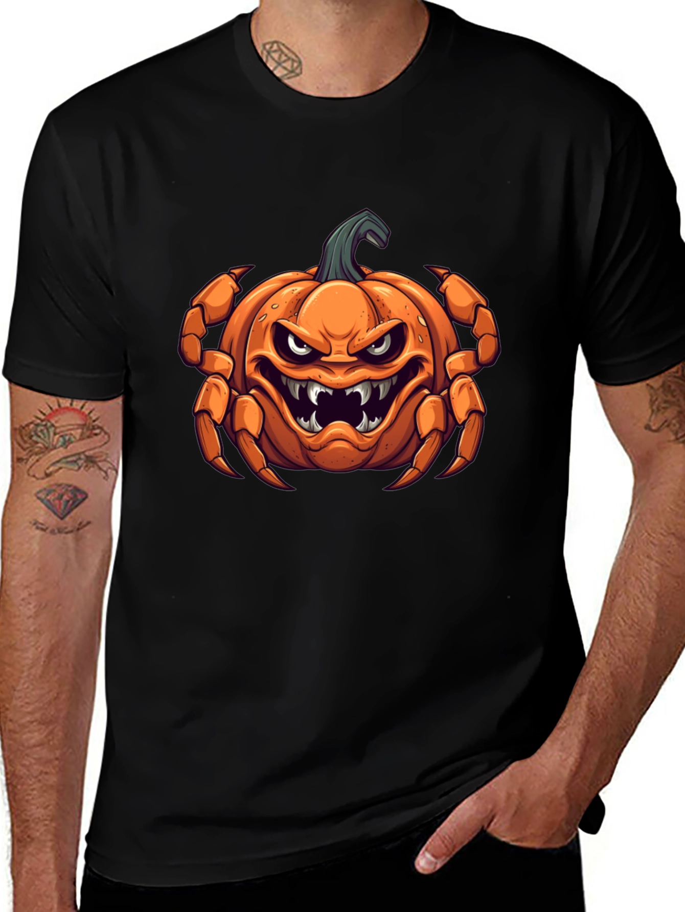 Halloween Pumpkin Crab Graphic Tee