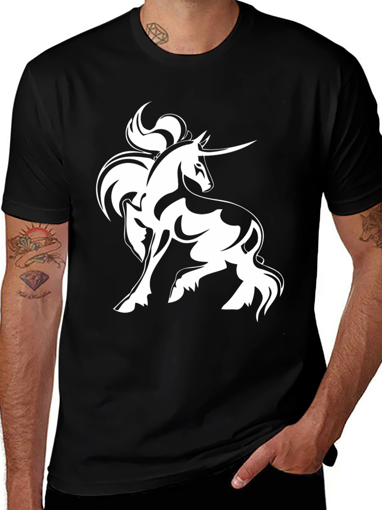 Variant 26 of Unicorn Graphic Tee - Stylish Black Cotton T-Shirt