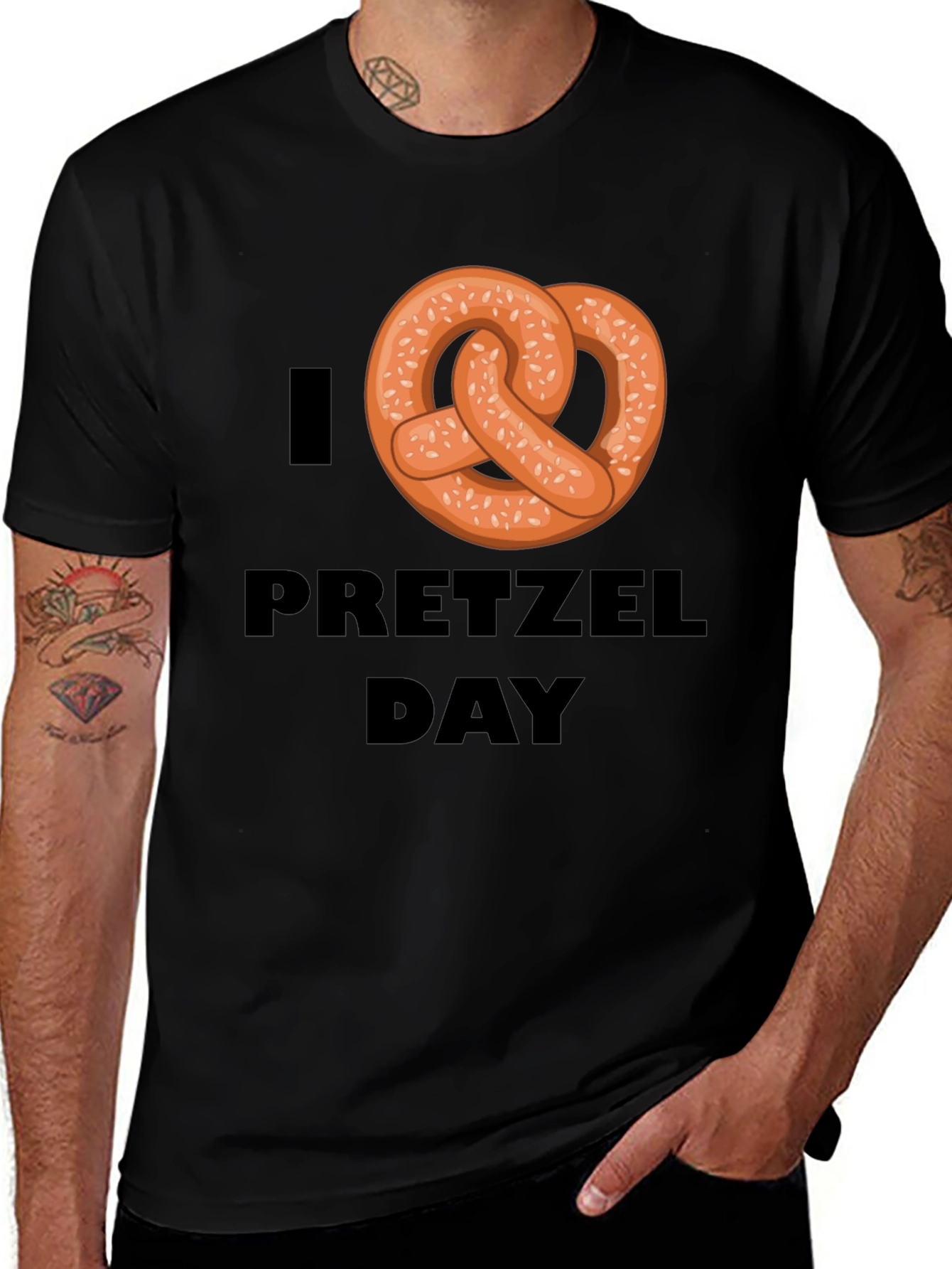 Variant 13 of I Heart Pretzel Day T-Shirt - Novelty Graphic Tee