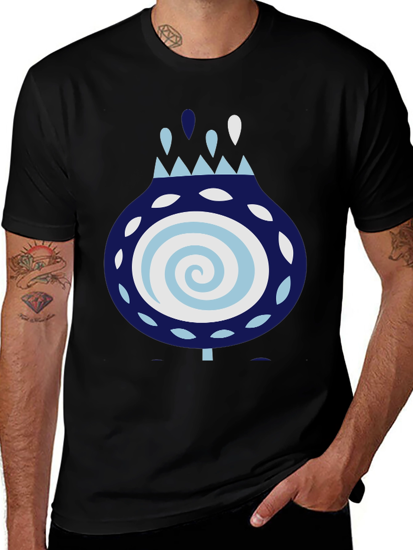 Variant 14 of Stylized Water Drop Graphic Tee - Black