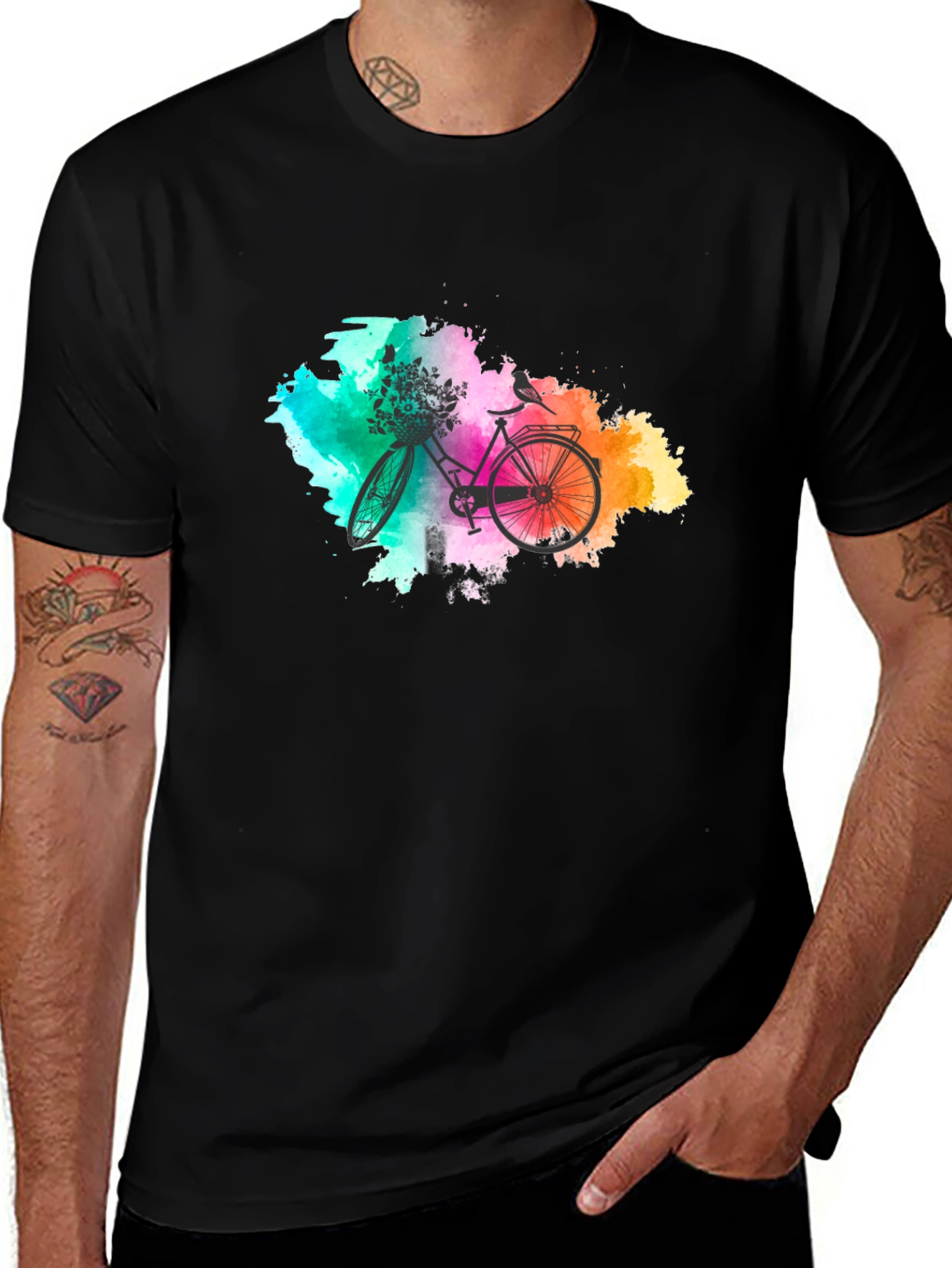 Variant 9 of Watercolor Bicycle Graphic T-Shirt