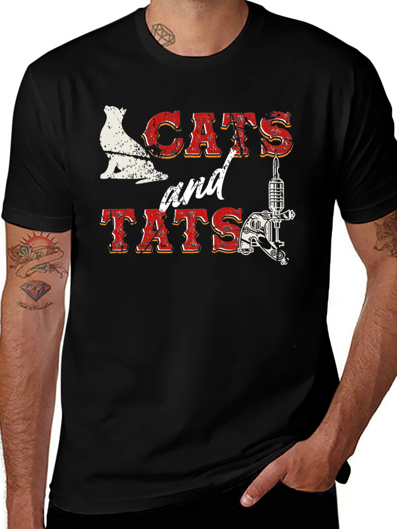 Variant 11 of Cats and Tats Graphic T-Shirt - Black