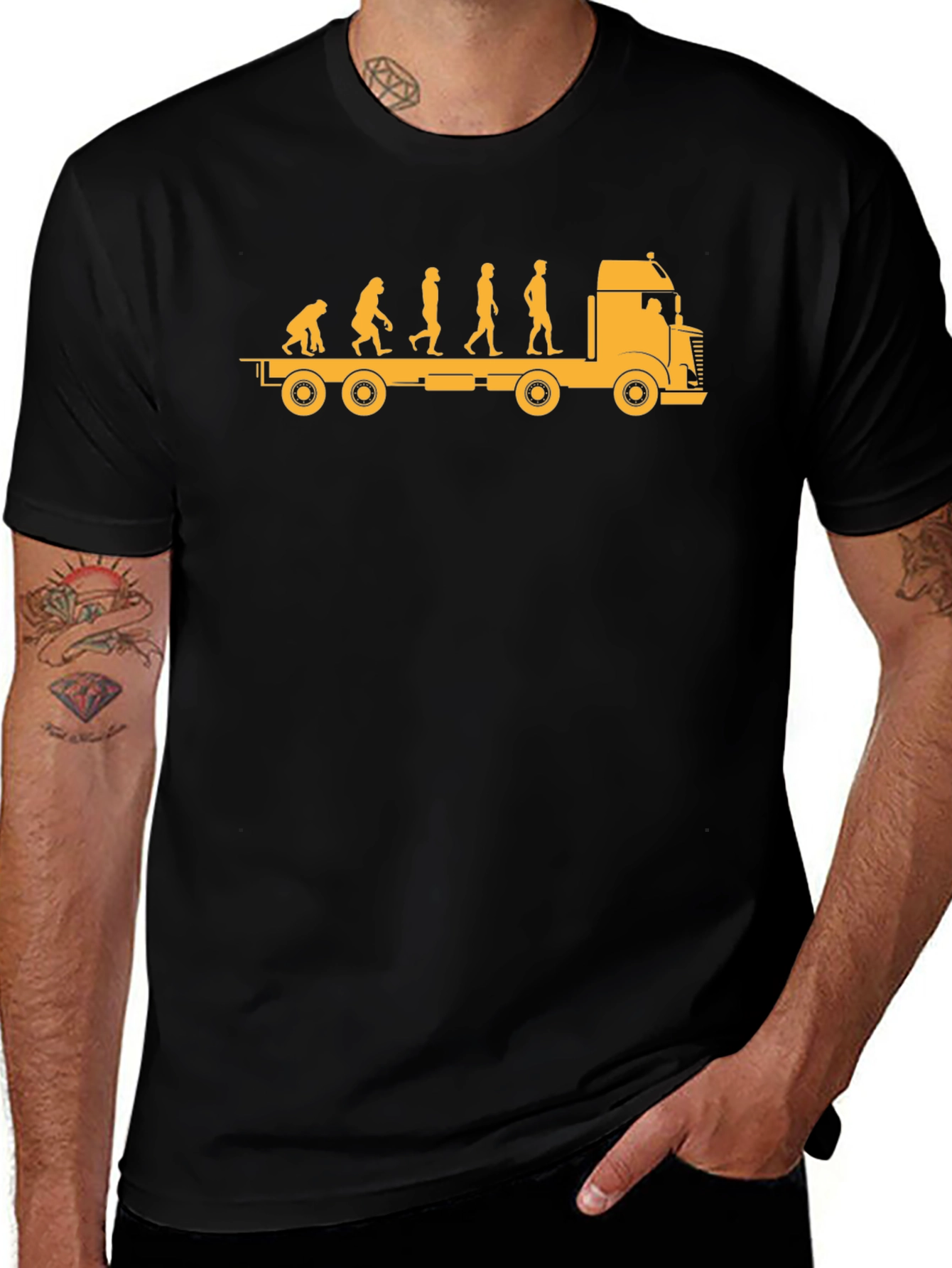 Variant 2 of Evolution of Trucker Black T-Shirt