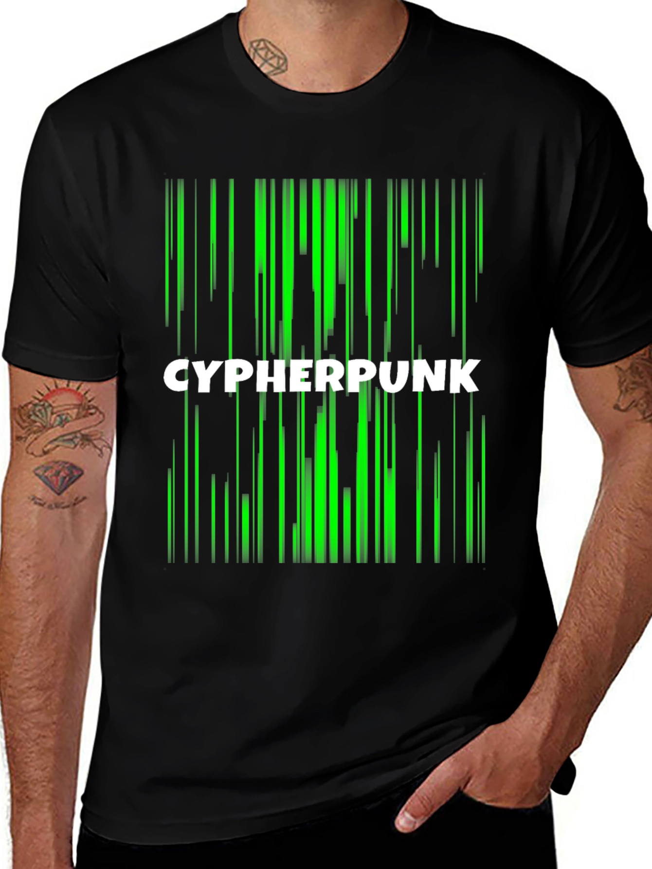 Variant 27 of Cypherpunk Graphic Tee - Black Cotton Comfort