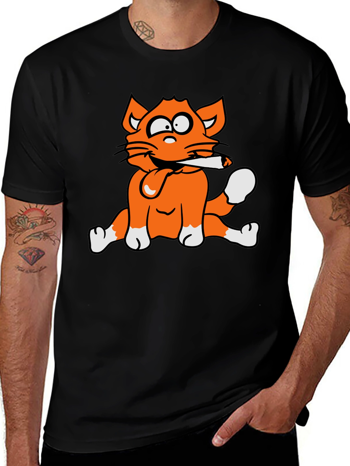 Variant 14 of Cat Smoking Graphic Print T-Shirt