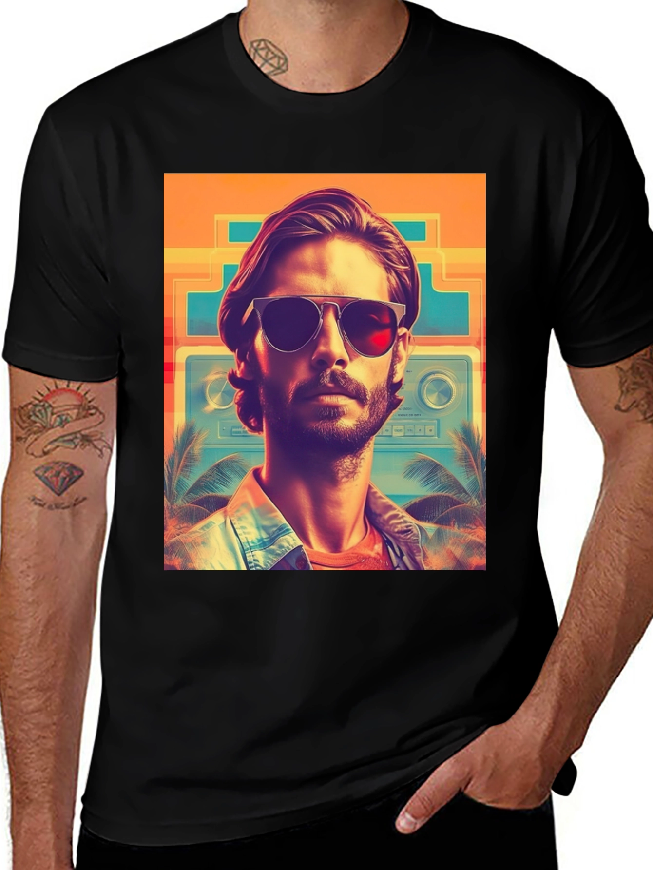 Variant 8 of Retro Wave T-Shirt - Cool Miami Vice Style
