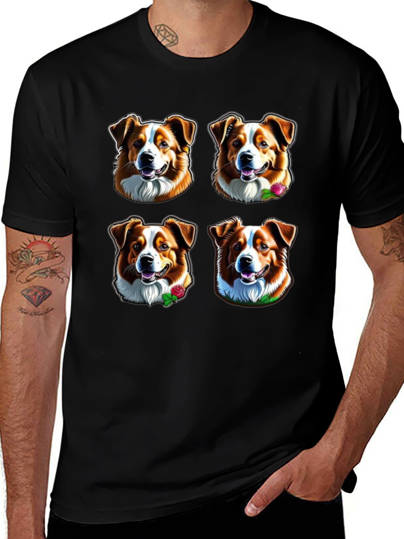 Variant 8 of Dog Lover T-Shirt: Four Adorable Pup Portraits