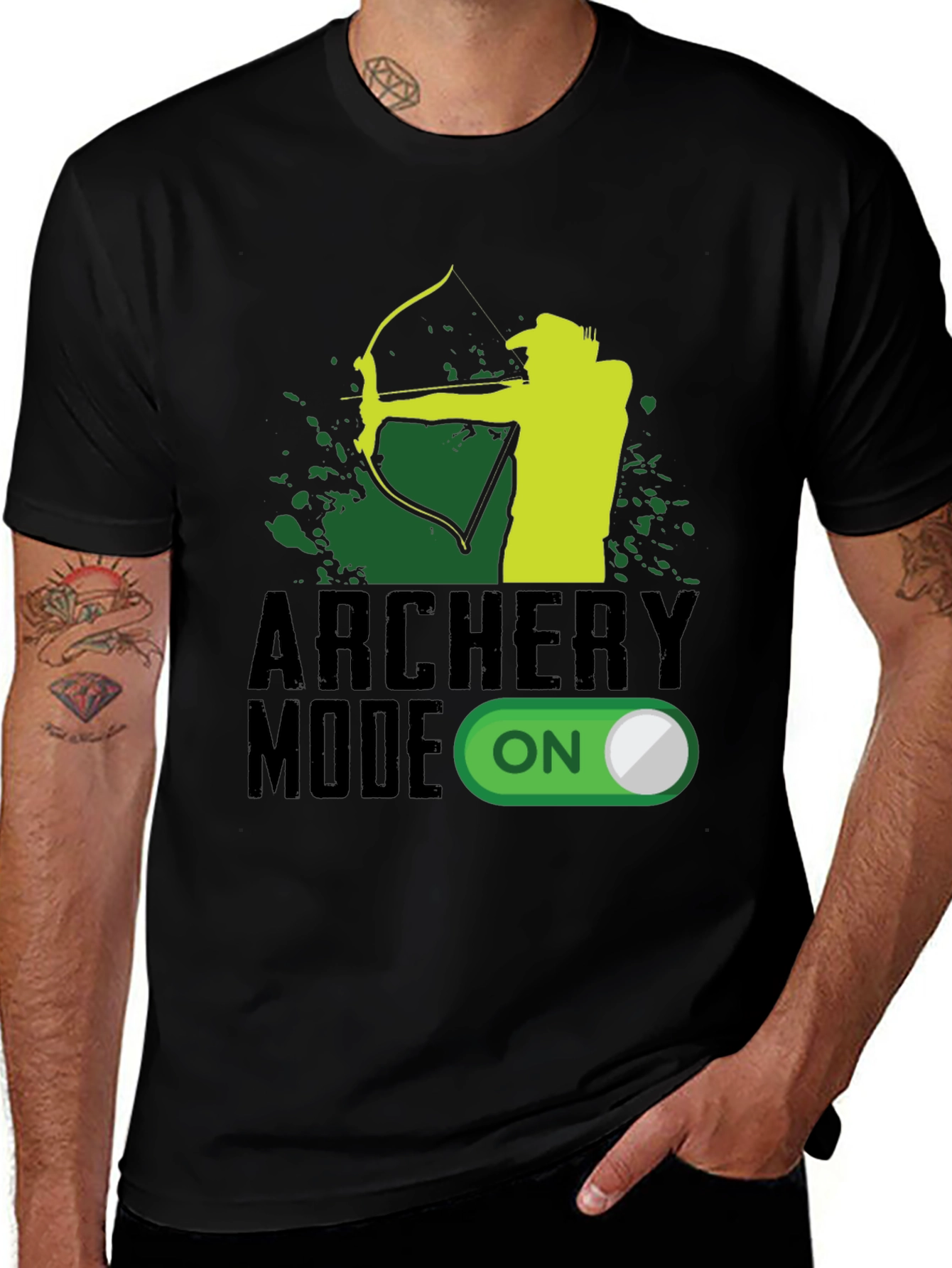 Variant 30 of Archery Mode ON Black Graphic Tee