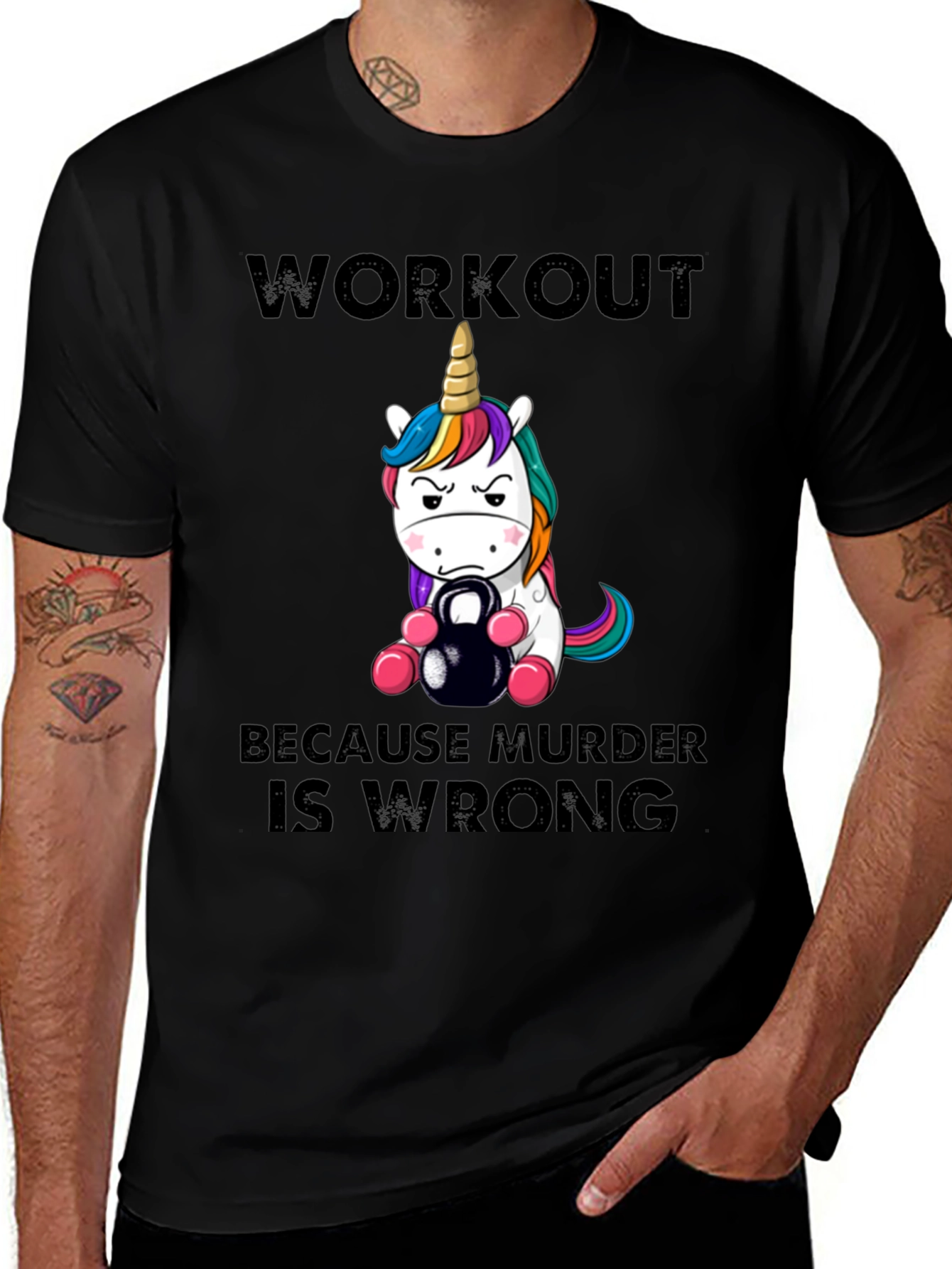 Variant 4 of Workout Because Murder is Wrong Unisex T-Shirt