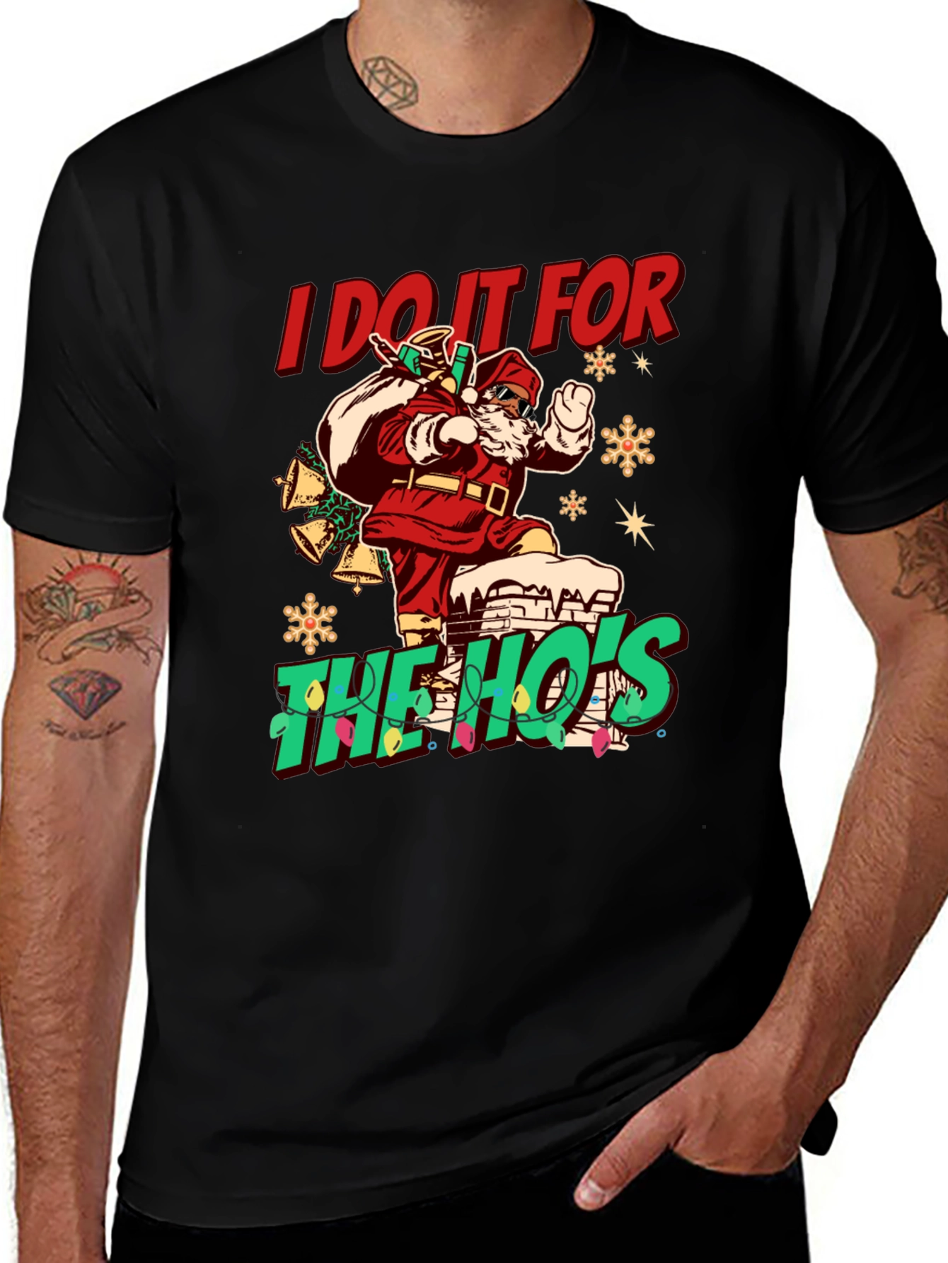 Funny "I Do It For The Ho's" Santa Christmas T-Shirt