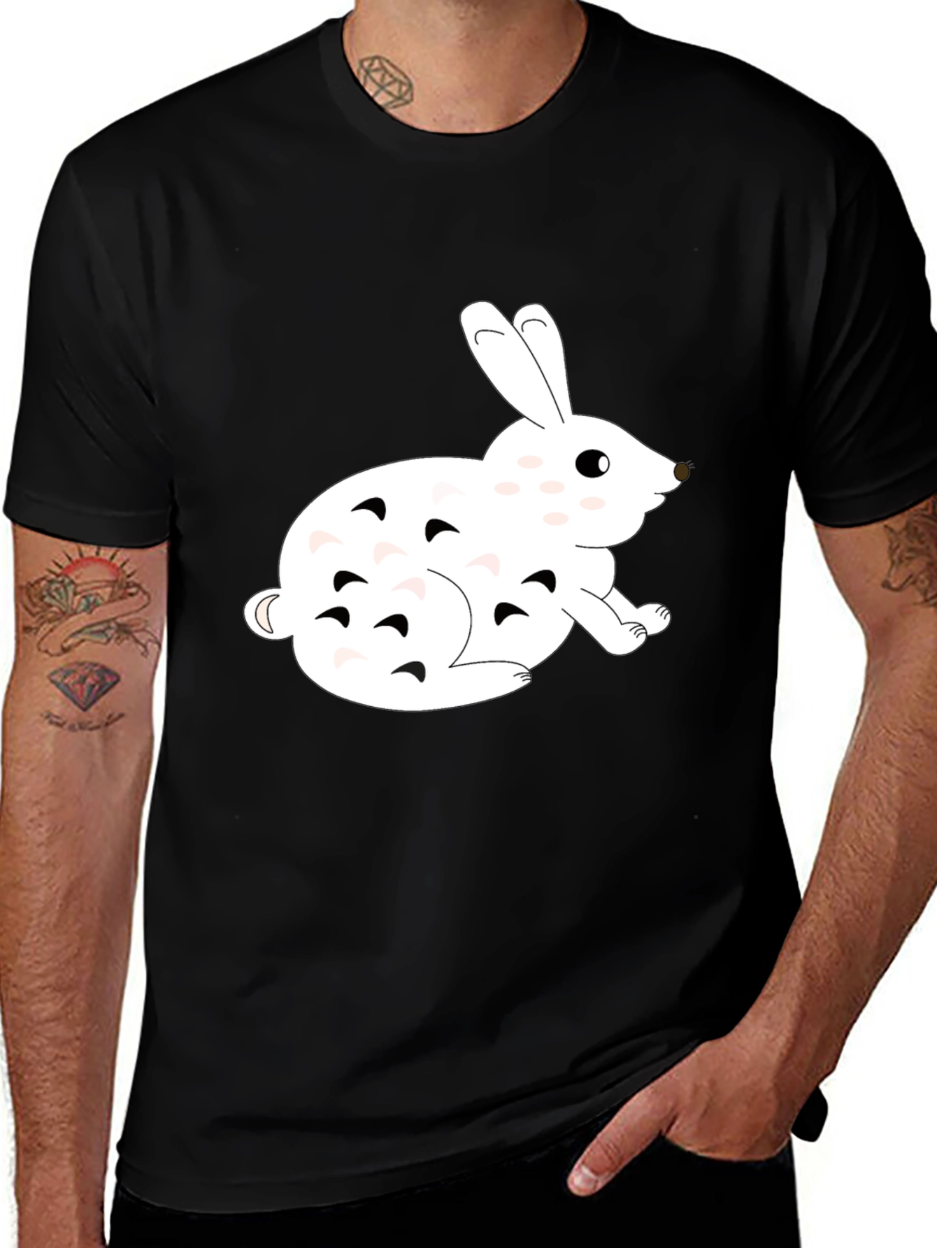 Variant 21 of Rabbit Graphic Tee - Men's Black Cotton T-Shirt