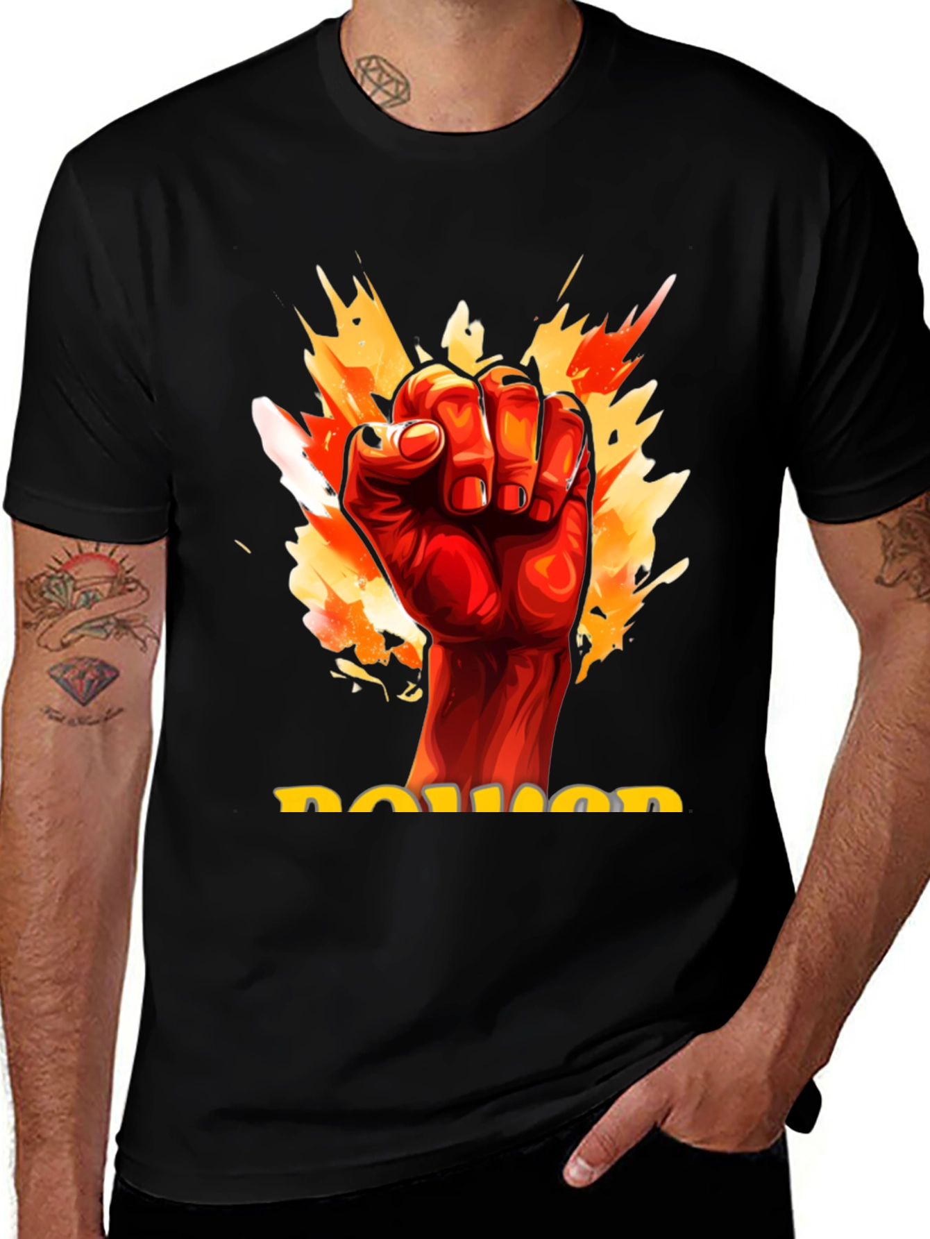 Variant 6 of Power Fist Graphic Tee - Mens Black Cotton T-Shirt