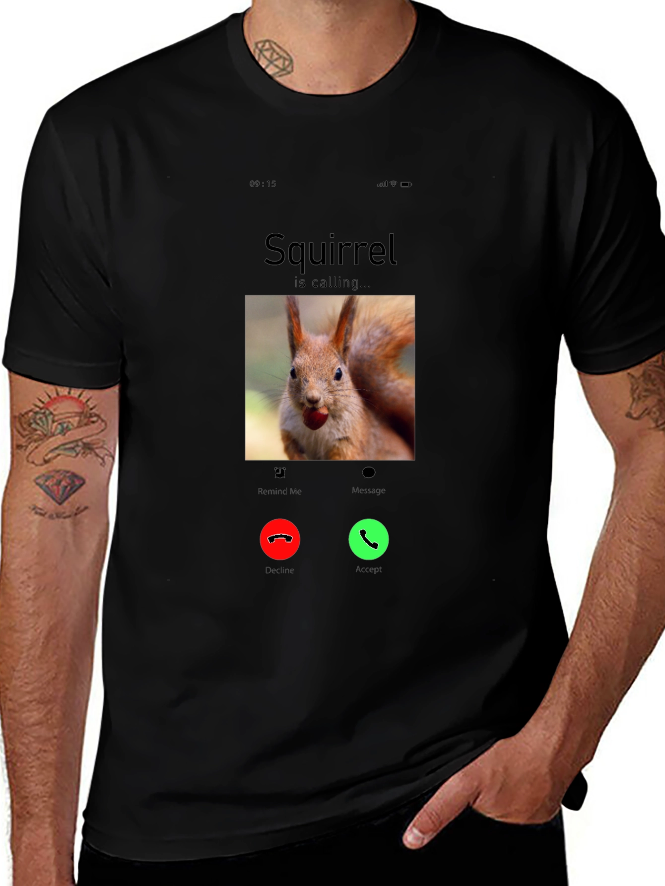 Variant 4 of Squirrel Calling Funny T-Shirt