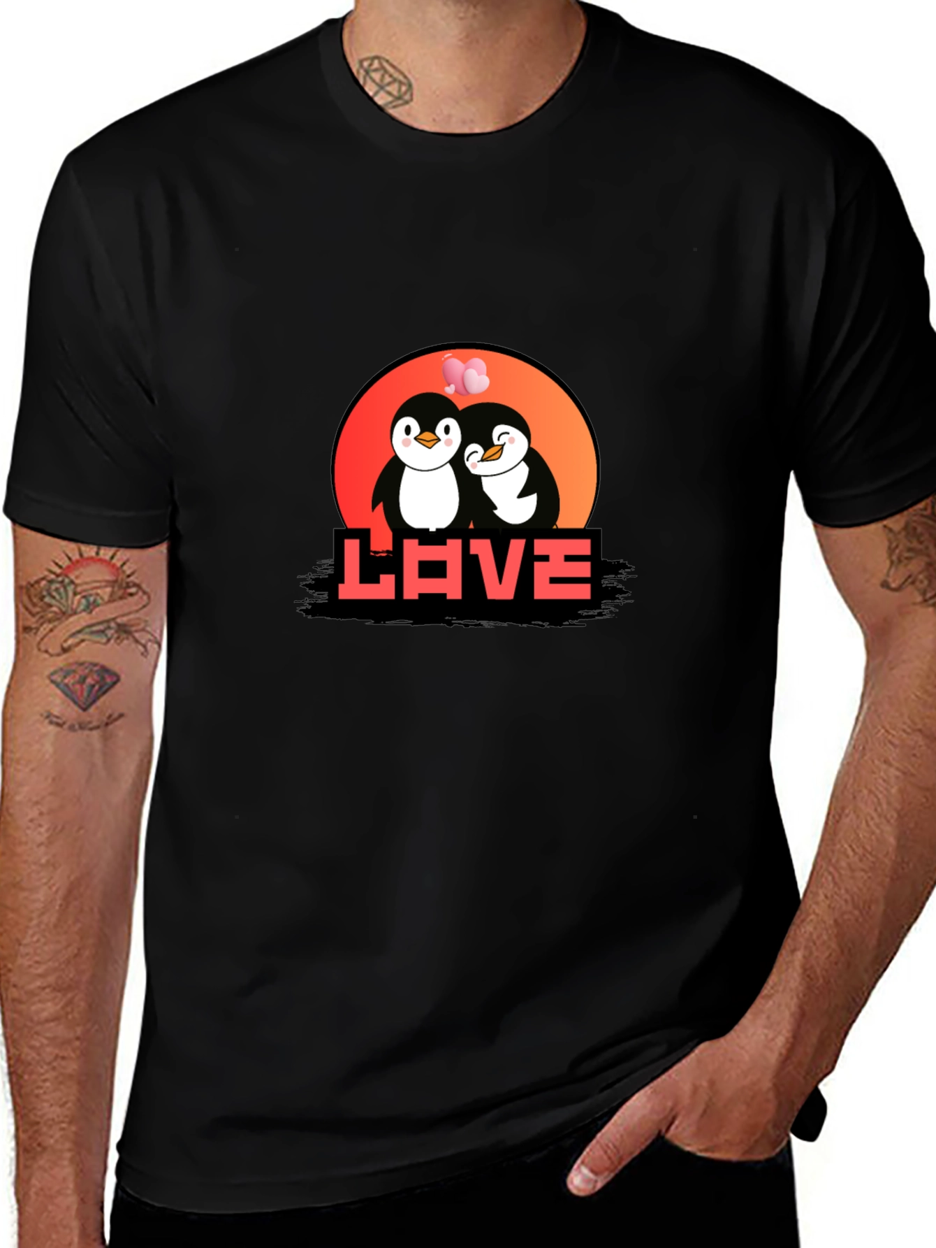 Variant 9 of Penguin Love Graphic Tee - Black Casual Shirt