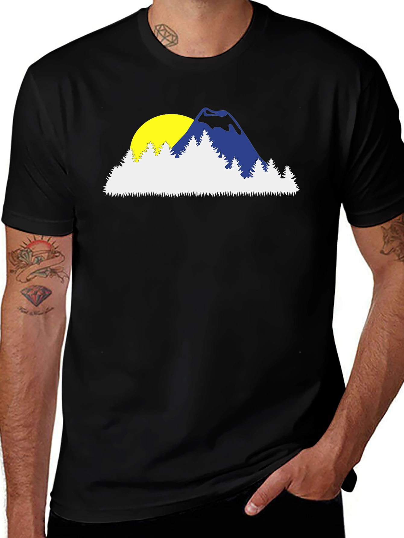 Variant 8 of Mountain Sunset Graphic Tee - Black