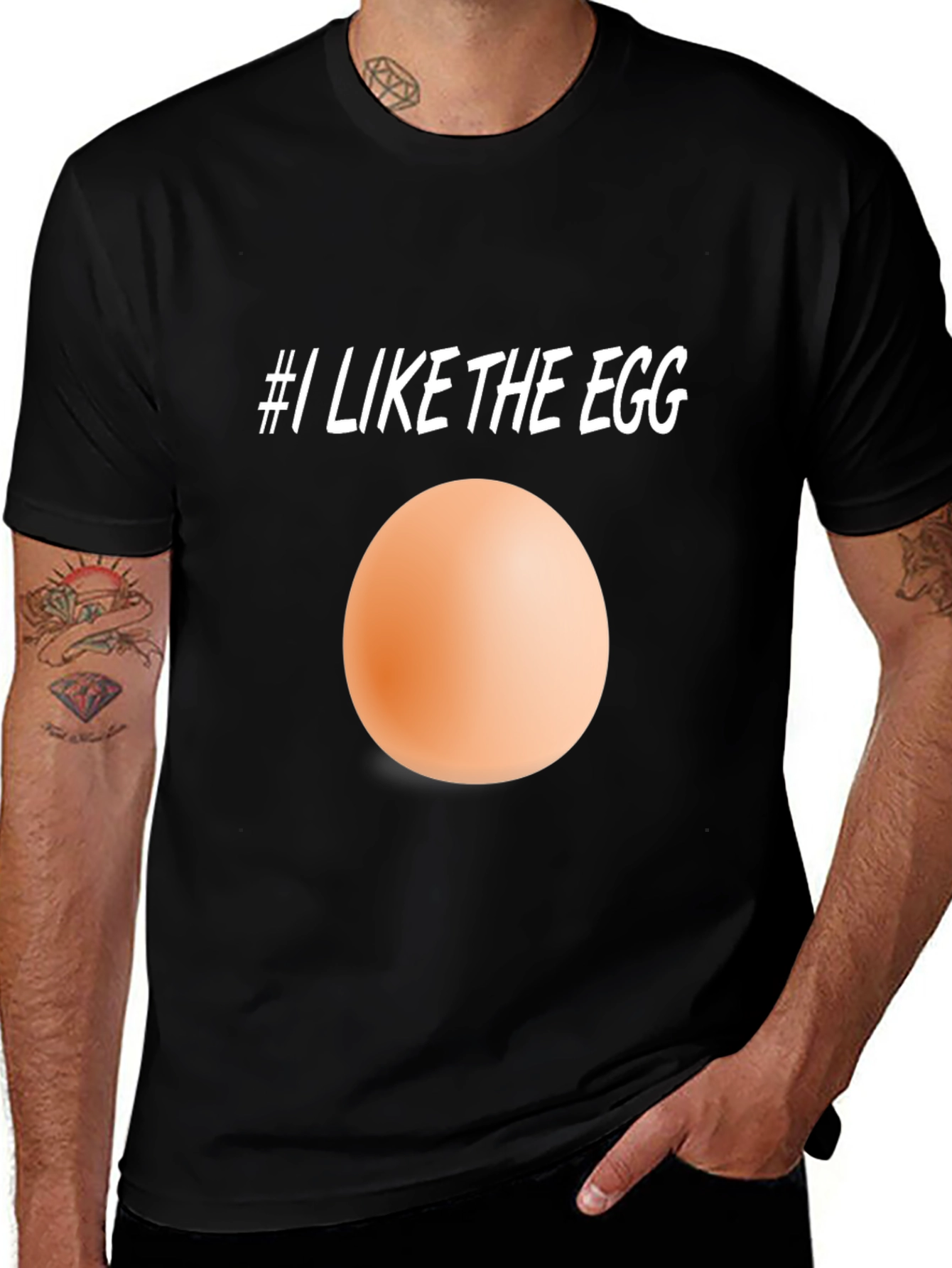 Variant 22 of #I Like The Egg Graphic T-Shirt - Black Cotton Tee