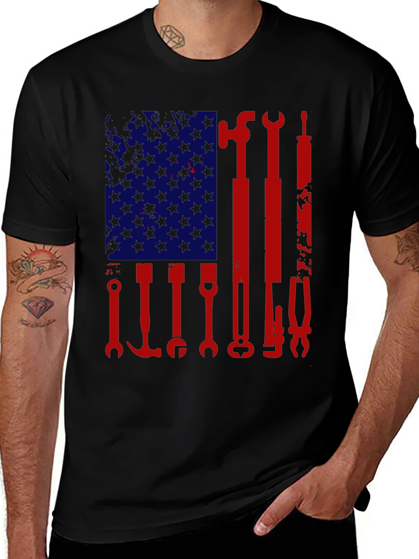Variant 13 of American Flag Tools Graphic T-Shirt