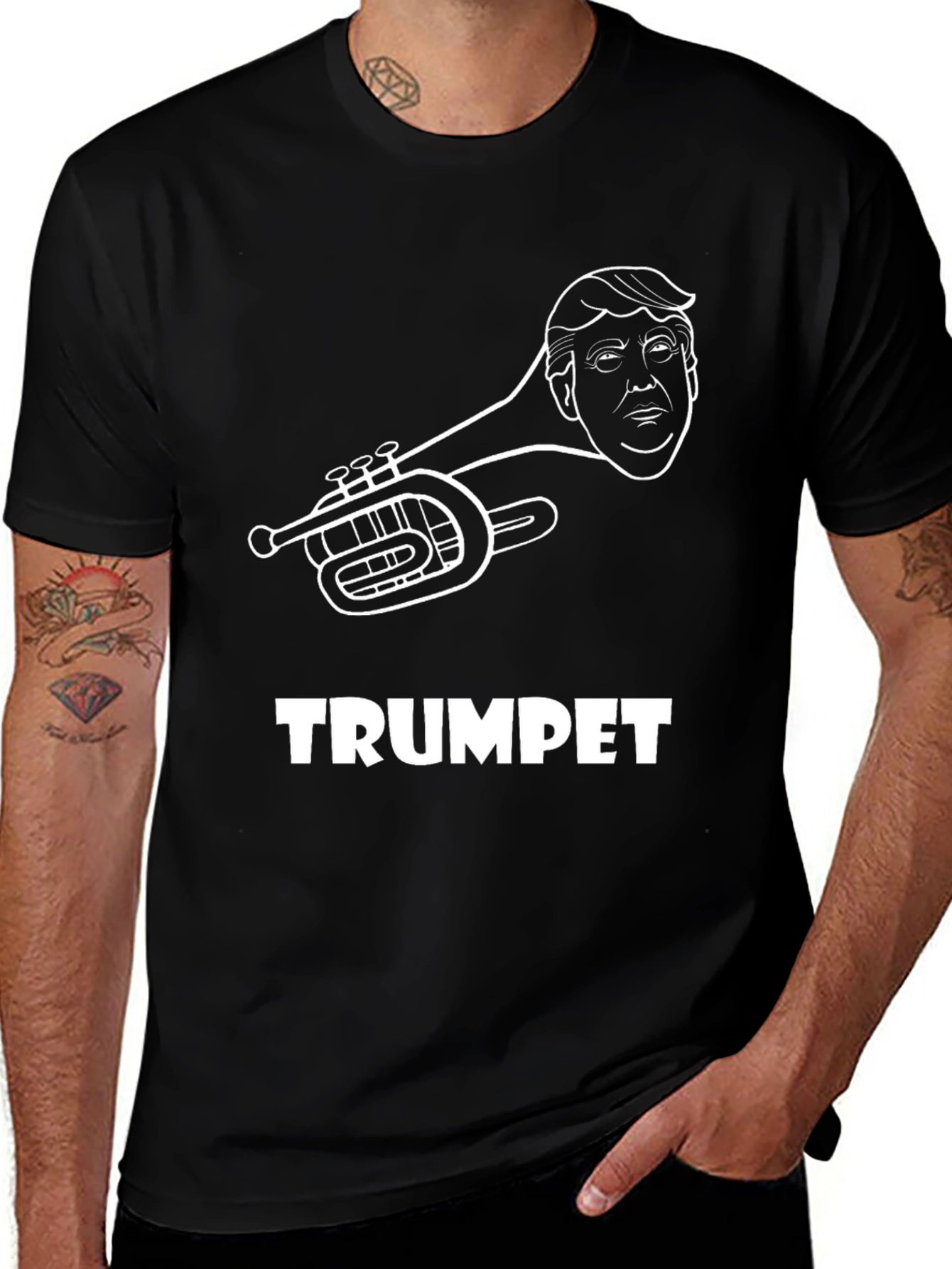 Black Trumpet Pun T-Shirt Funny Music Tee main image