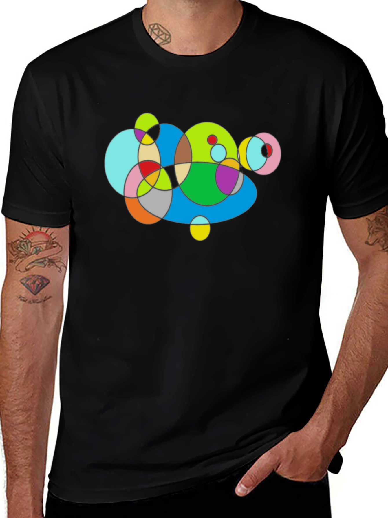 Variant 3 of Abstract Geometric Circles Graphic T-Shirt