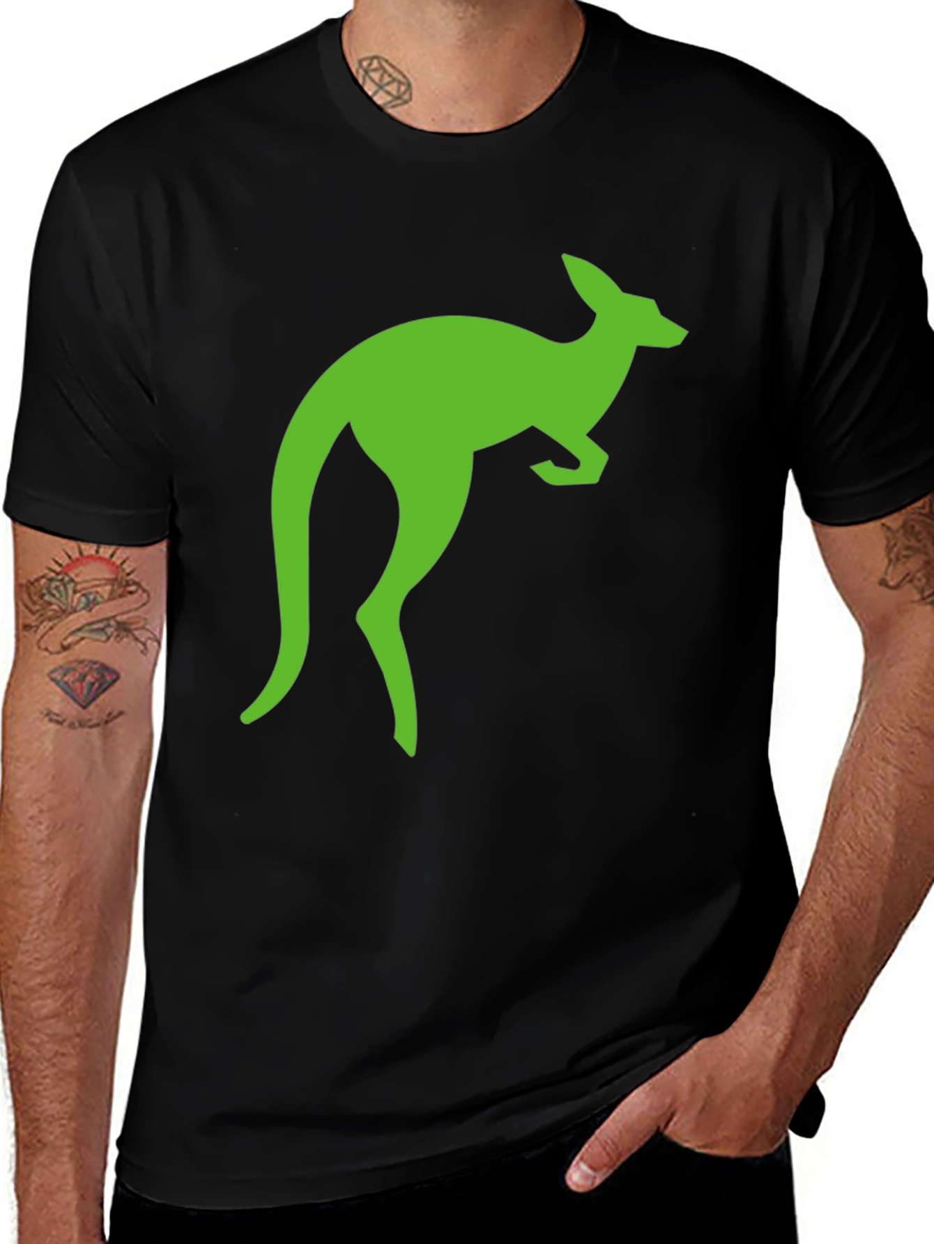 Variant 26 of Kangaroo Graphic T-Shirt - Casual Black Tee
