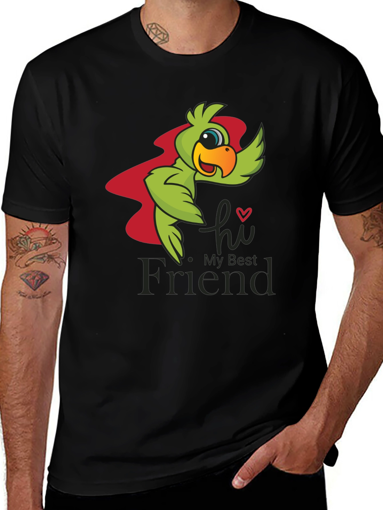 Variant 7 of Hi My Best Friend Parrot Graphic Tee