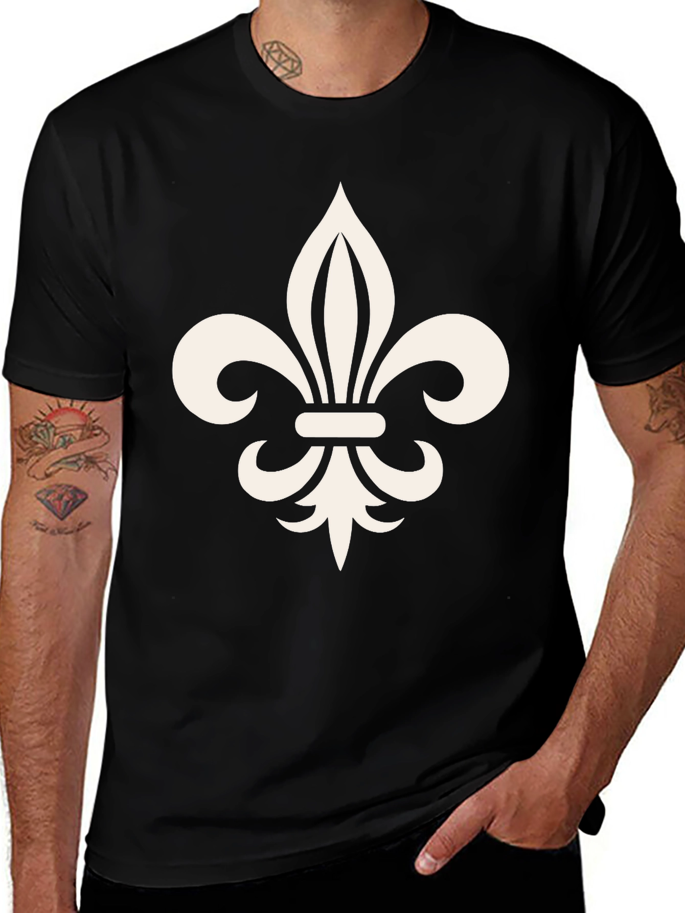 Variant 11 of Fleur-de-lis Black T-Shirt - Classic Design