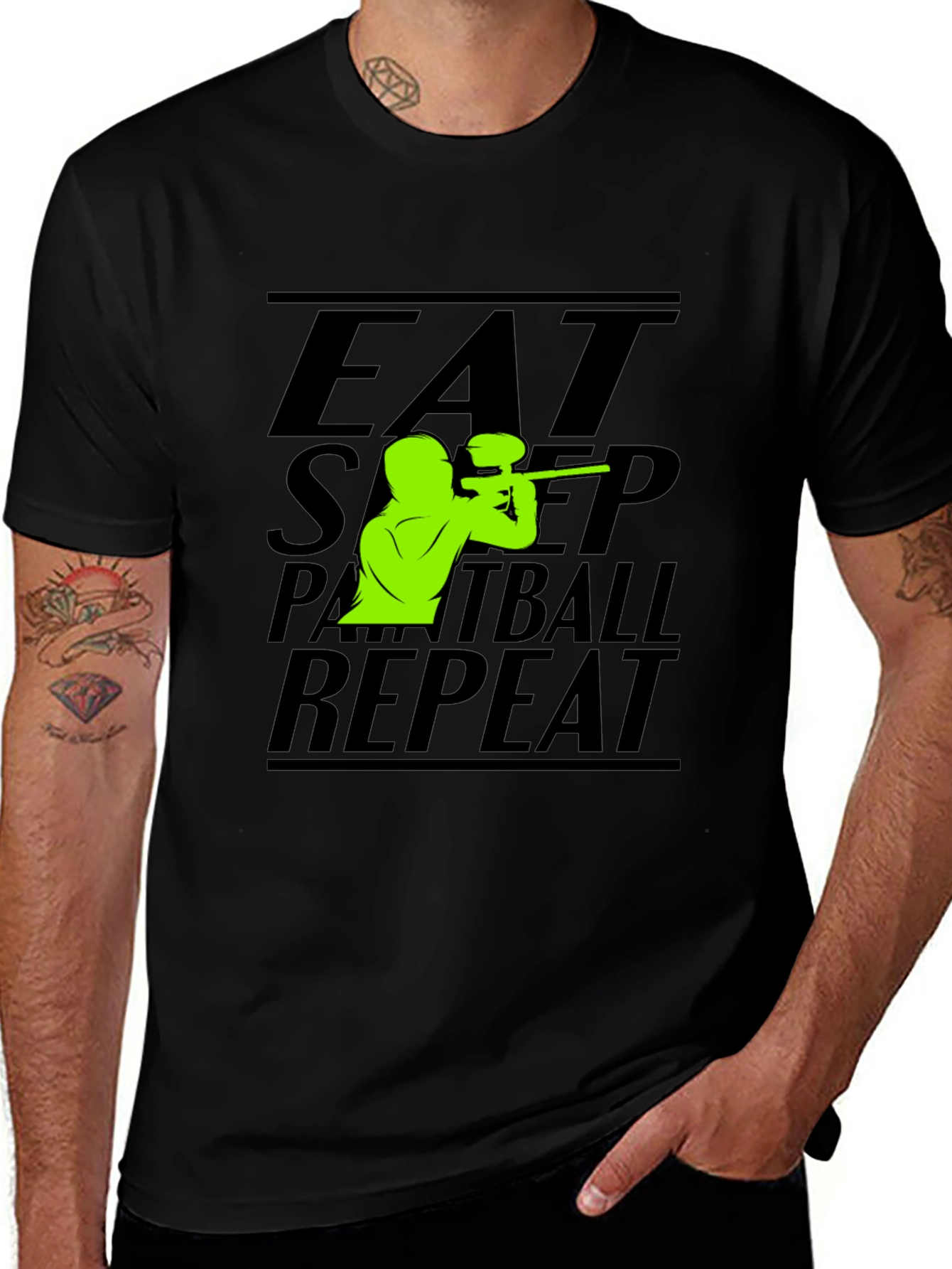 Variant 19 of Eat Sleep Paintball Repeat Black T-Shirt