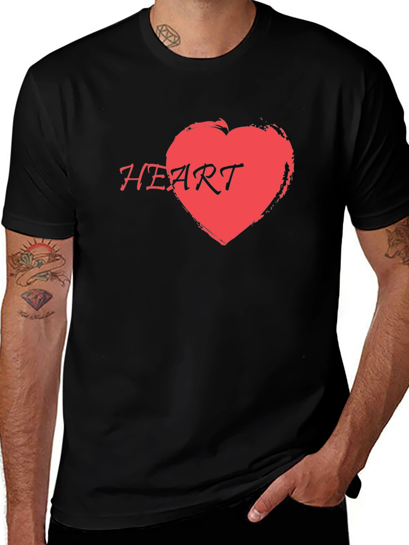 Variant 24 of Red Heart Graphic Print Black T-Shirt