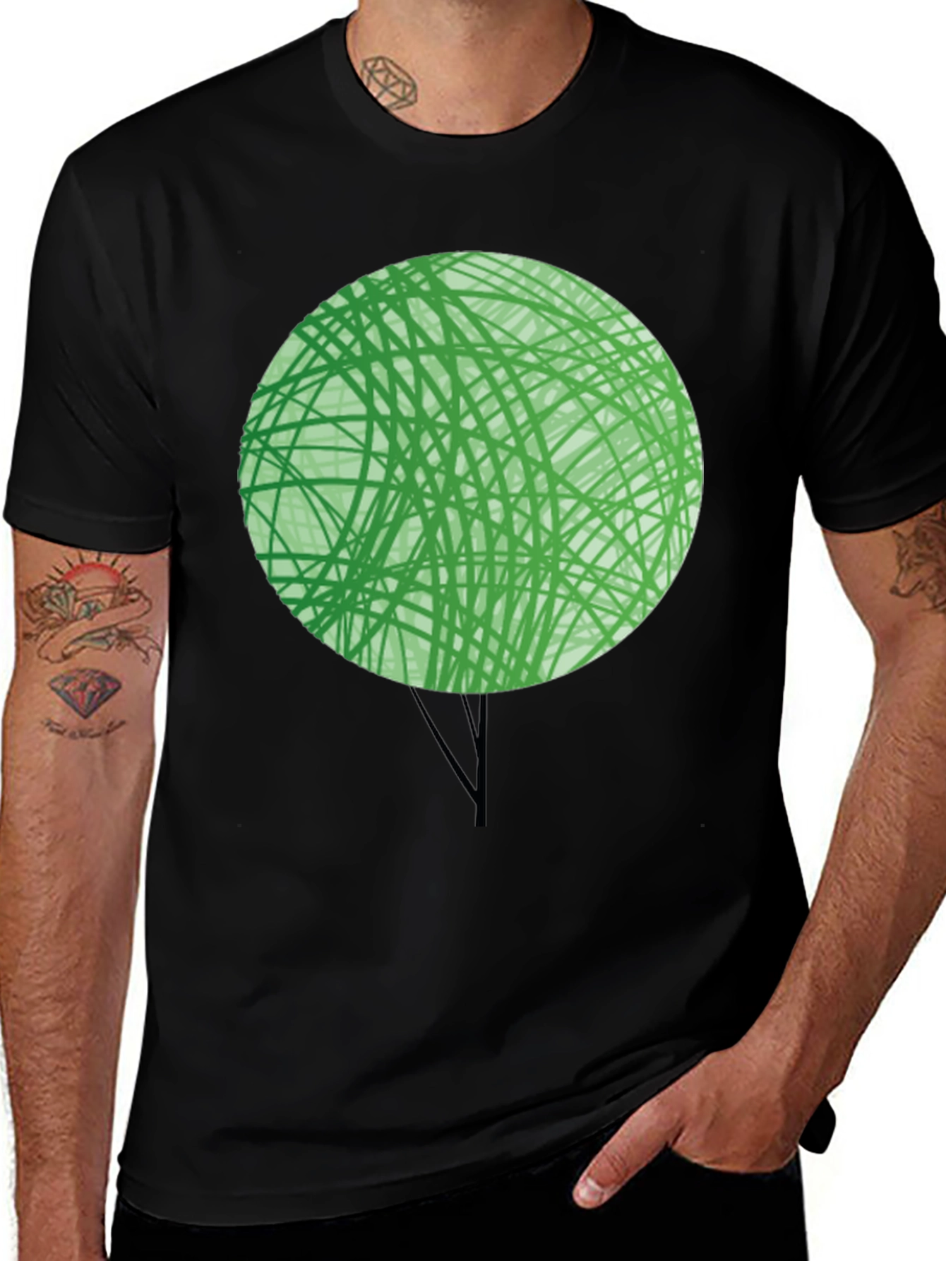 Variant 28 of Abstract Green Tree Graphic T-Shirt - Modern Design