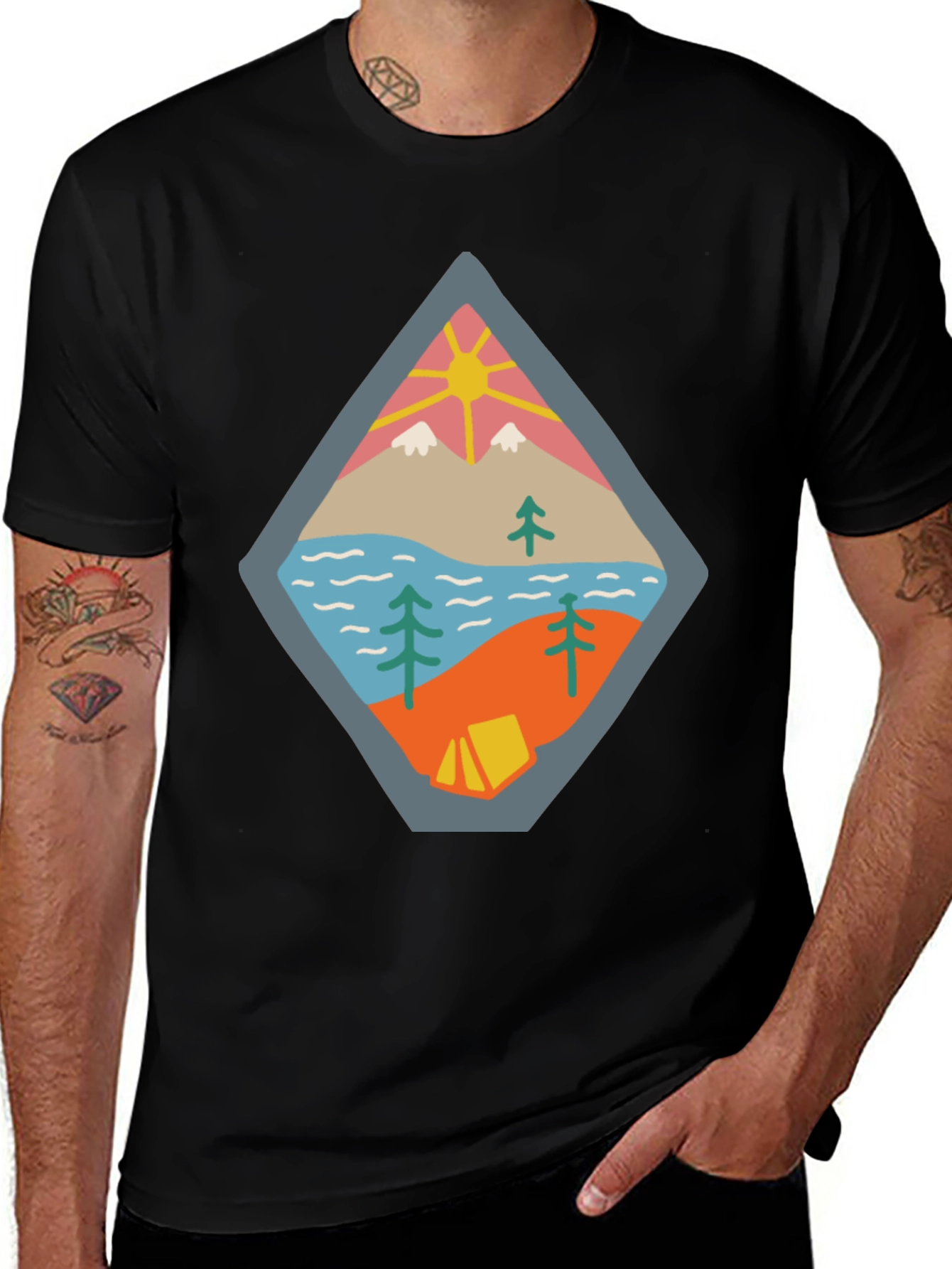 Variant 8 of Nature Graphic Tee - Camping Adventure T-Shirt