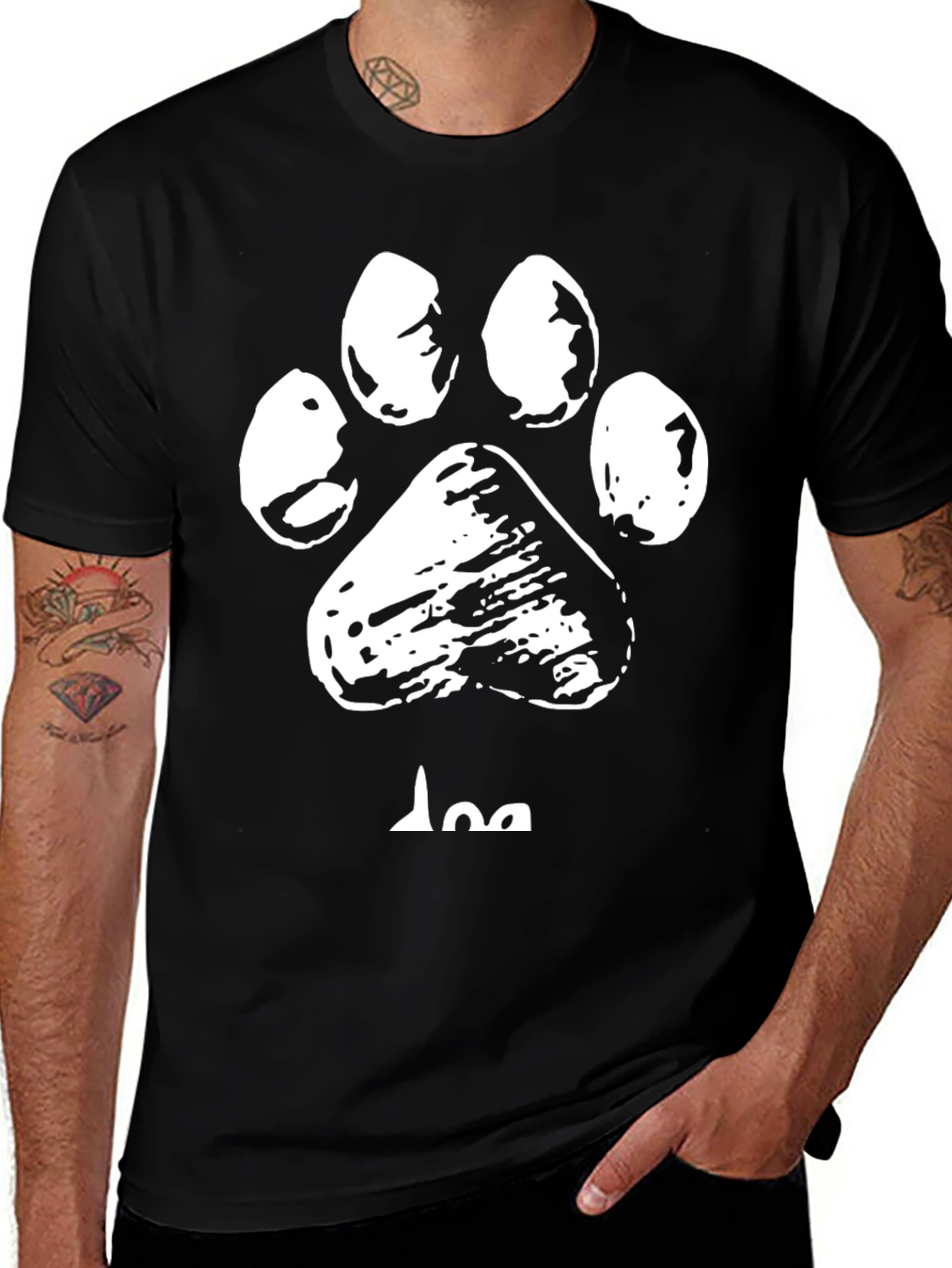 Variant 21 of Dog Paw Print Black T-Shirt