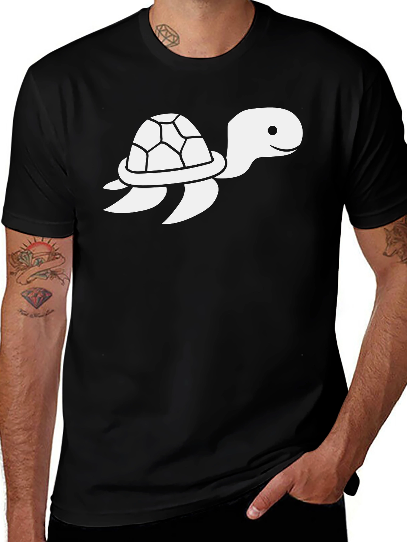 Variant 13 of Cute Turtle Graphic Tee - Black