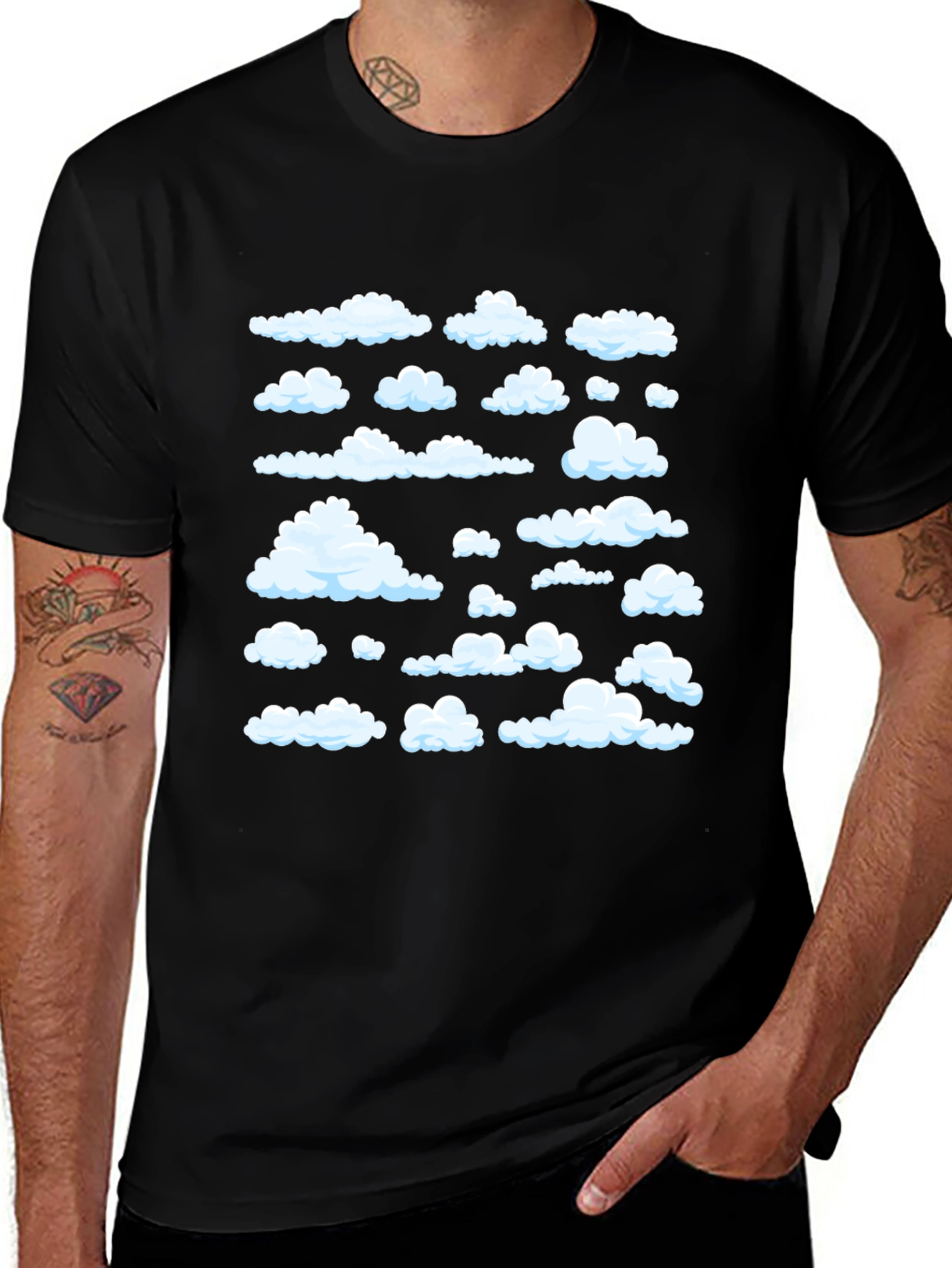 Variant 23 of Cloud Pattern Black T-Shirt