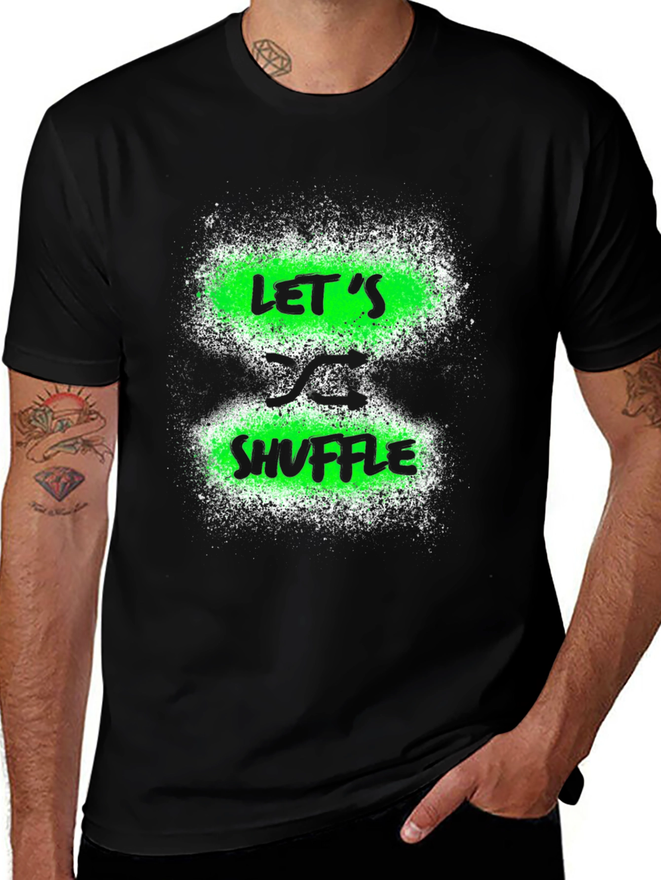 Let's Dance Shuffle Black Graphic T-Shirt