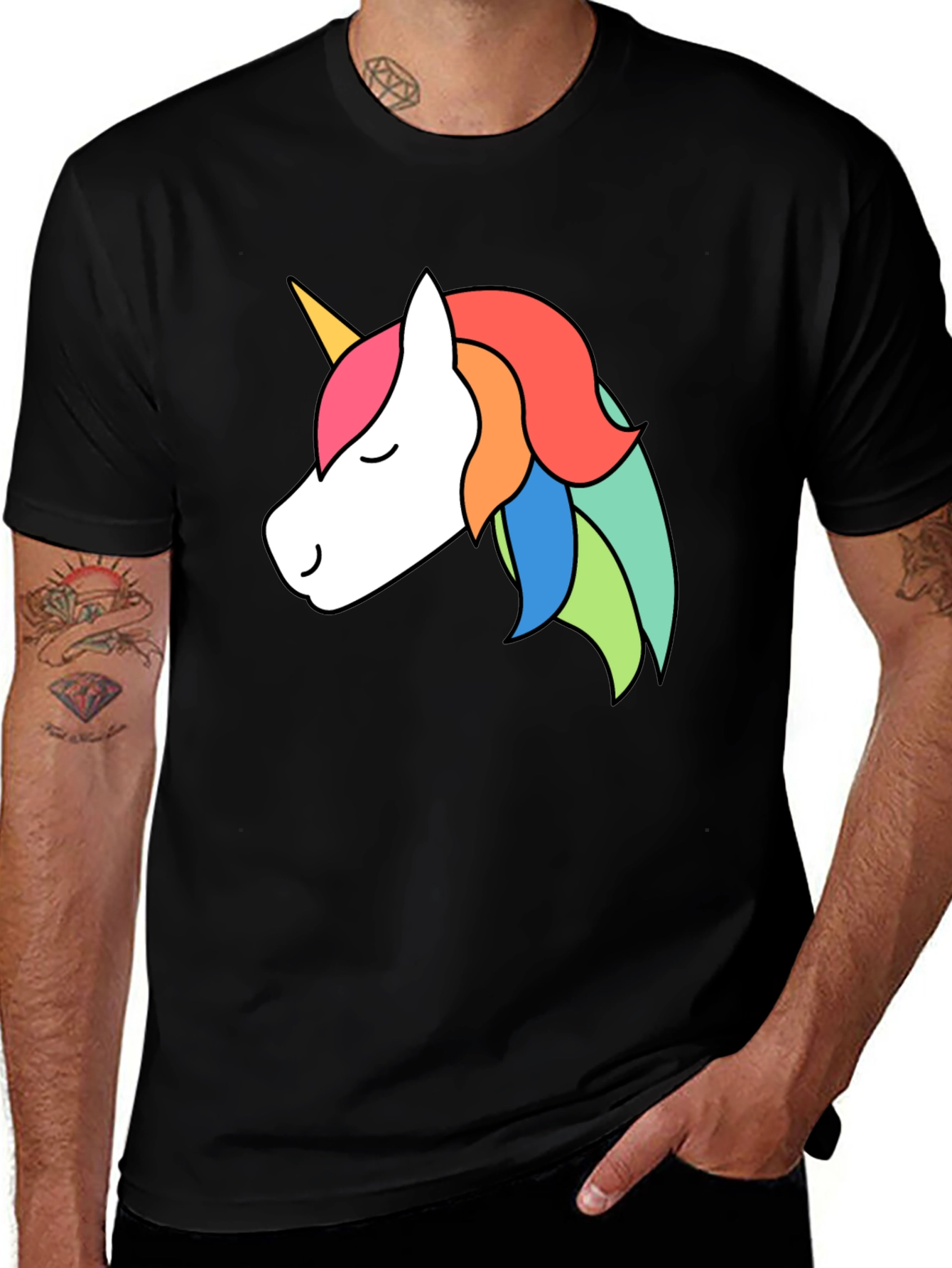 Variant 3 of Unicorn Graphic Tee - Black Casual T-Shirt