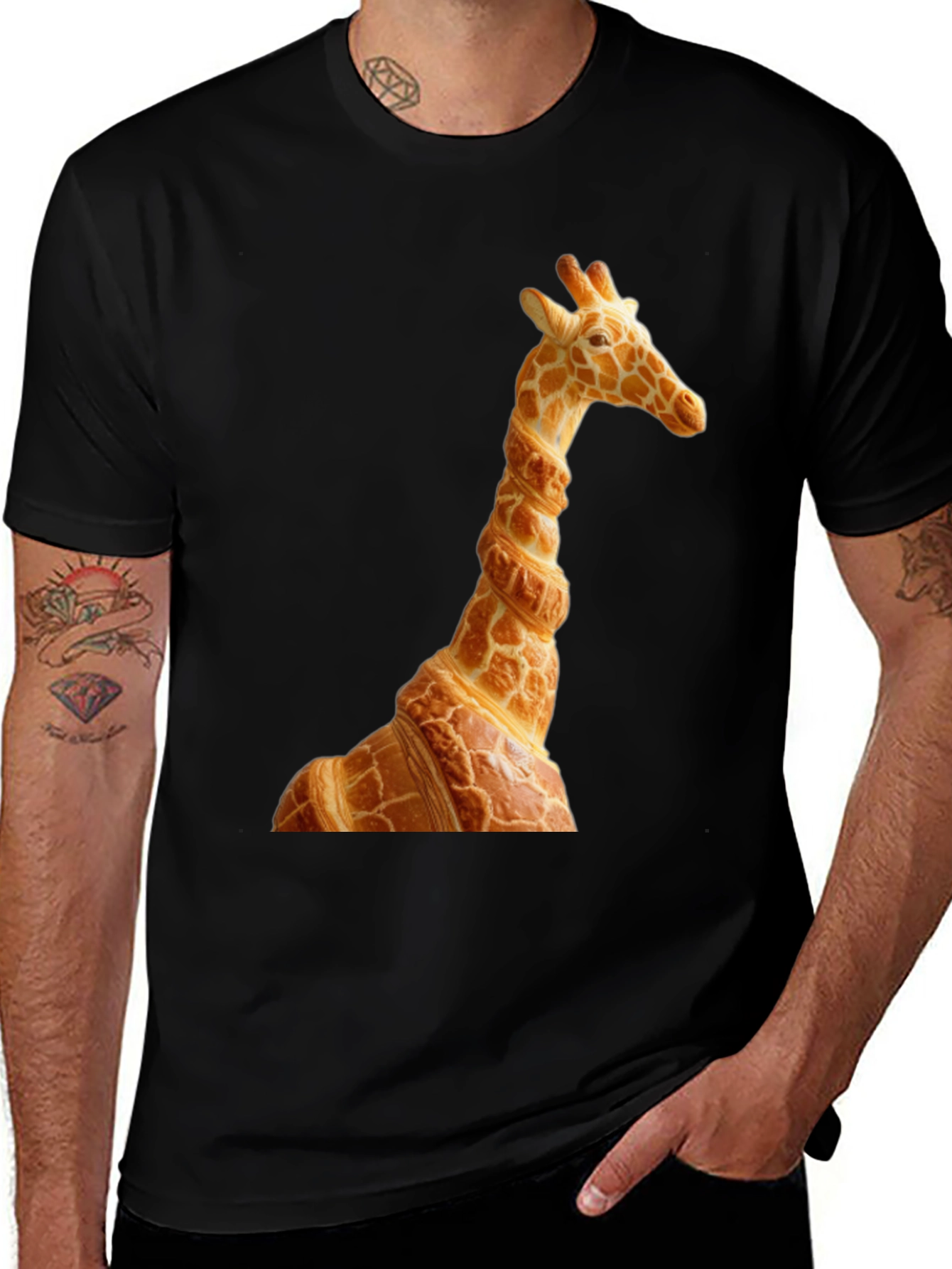 Variant 20 of Croissant Giraffe Graphic Tee - Novelty Humor