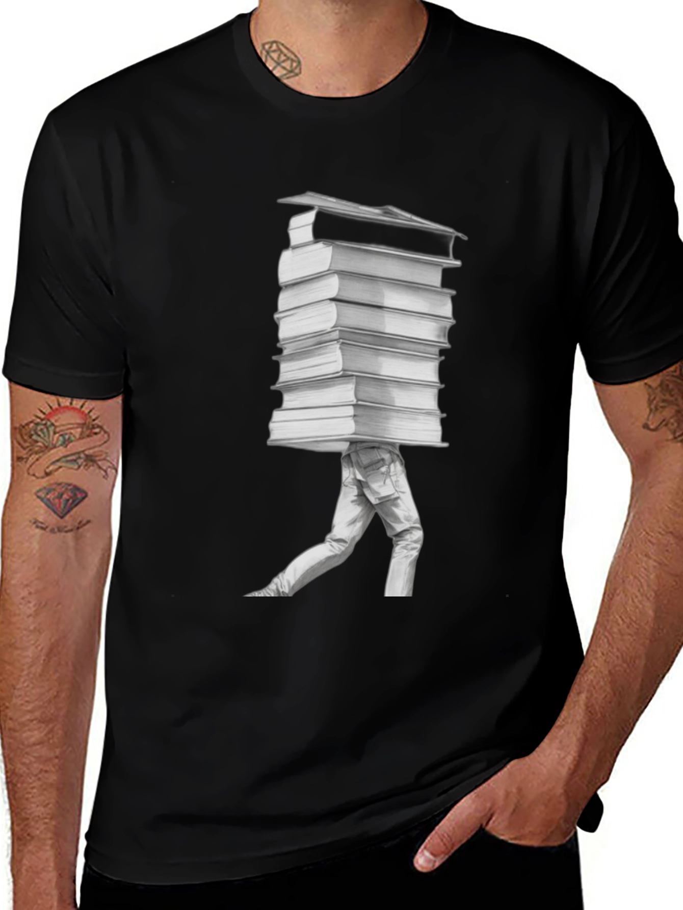 Variant 23 of Bookworm Walking T-Shirt - Literary Humor Tee