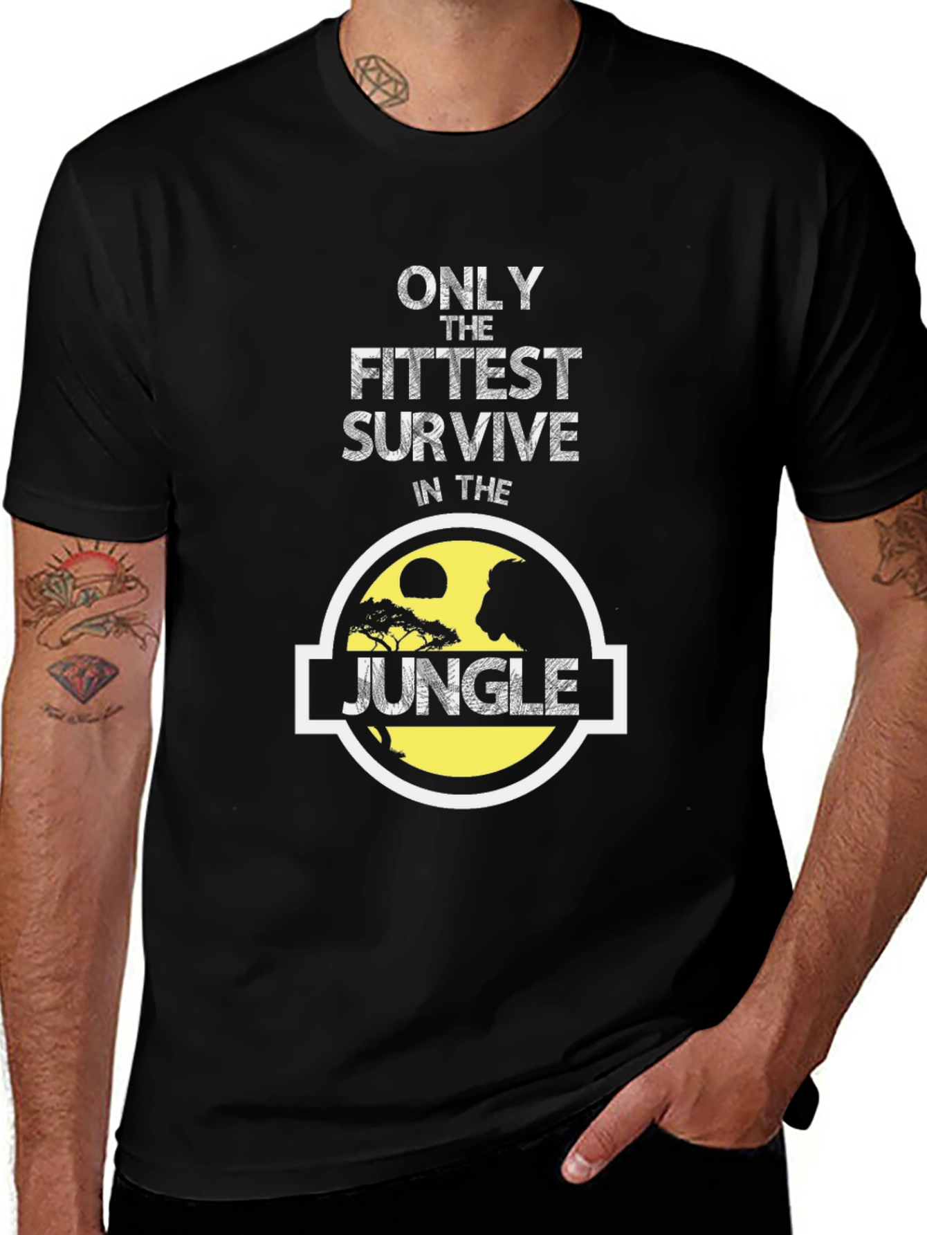 Variant 8 of Fittest Survive Jungle Graphic Tee - Black