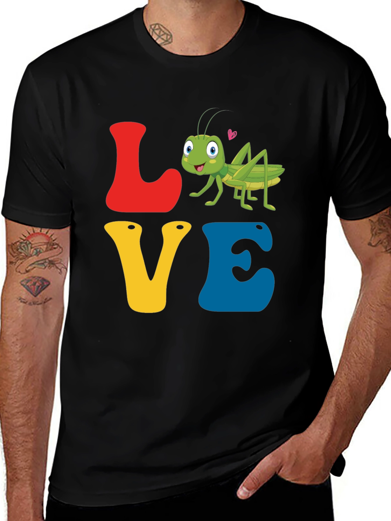 Variant 24 of Love Grasshopper Tee - Black Cotton Blend