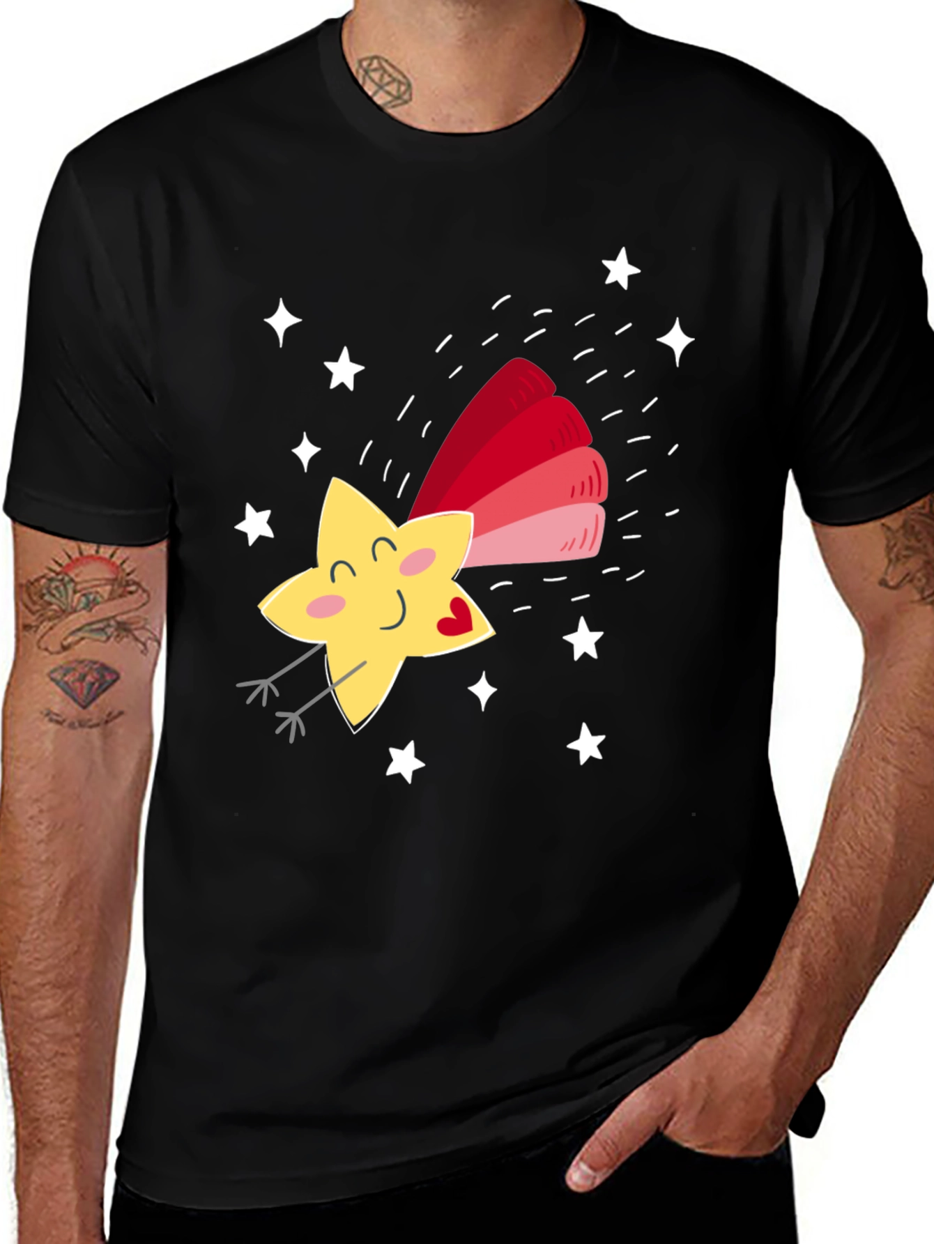 Variant 11 of Cute Star Graphic Tee - Unisex Black T-Shirt