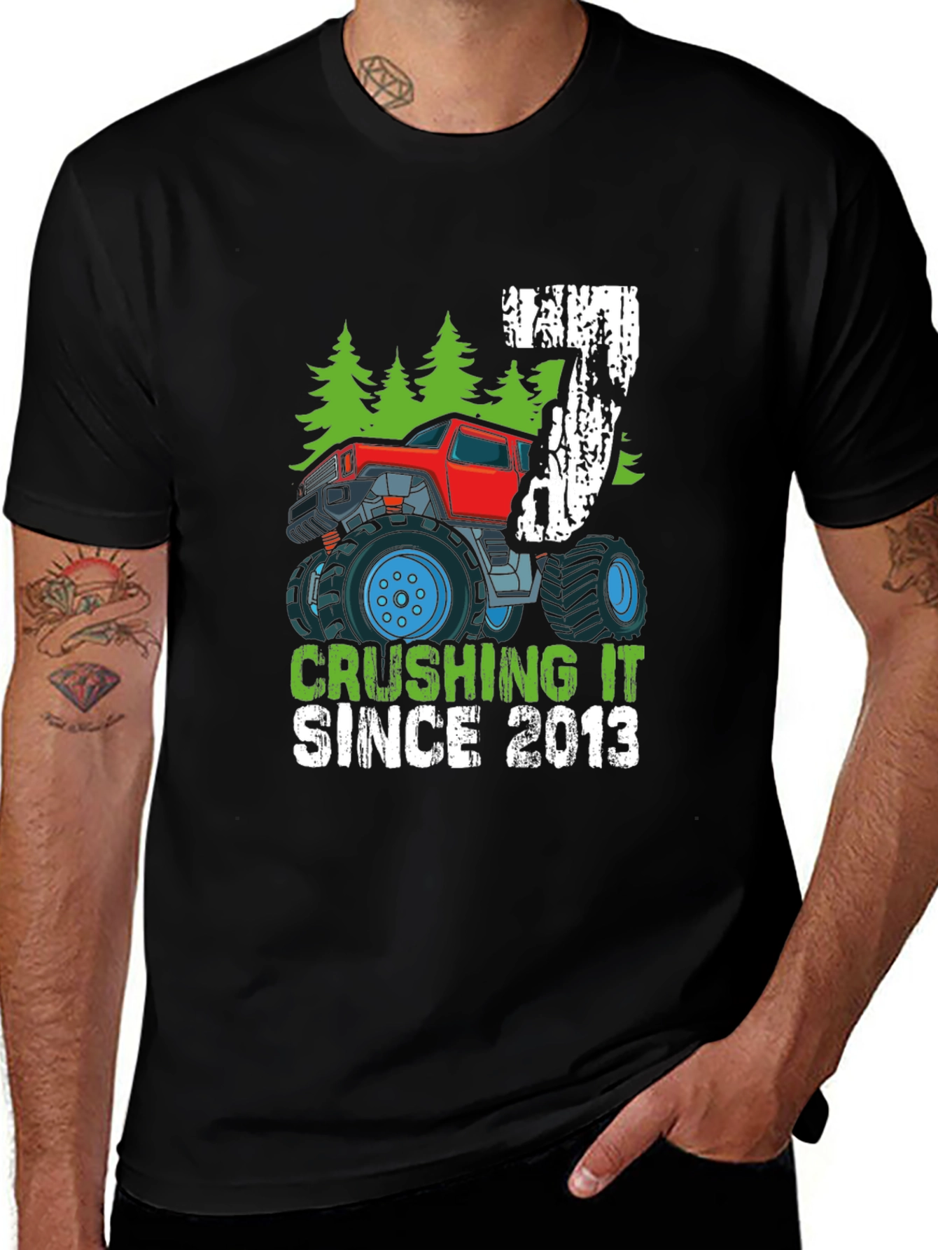 Variant 11 of Crushing It Since 2013 Monster Truck 7th Birthday Boy T-Shirt