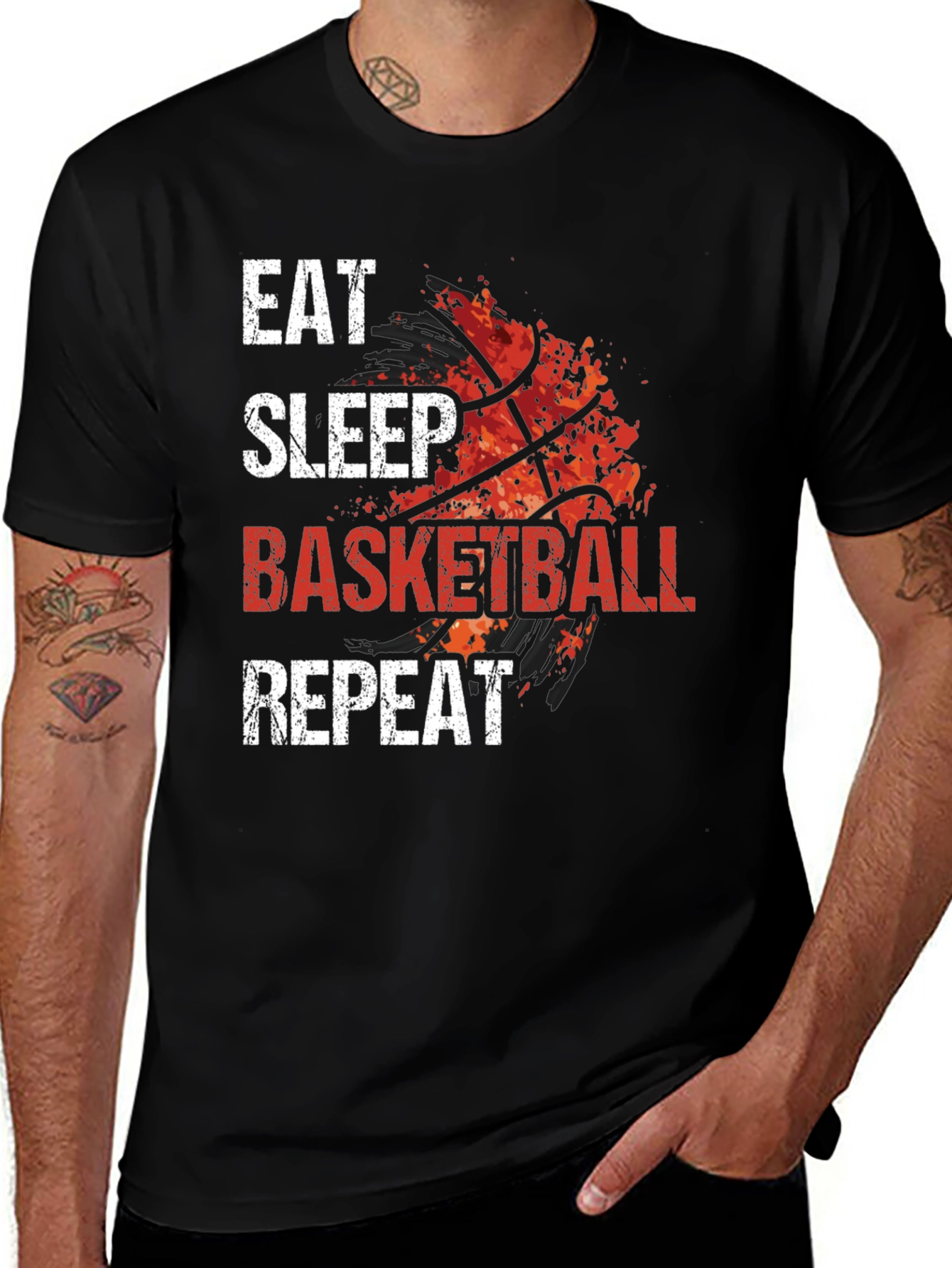 Variant 23 of Eat Sleep Basketball Repeat Graphic Tee