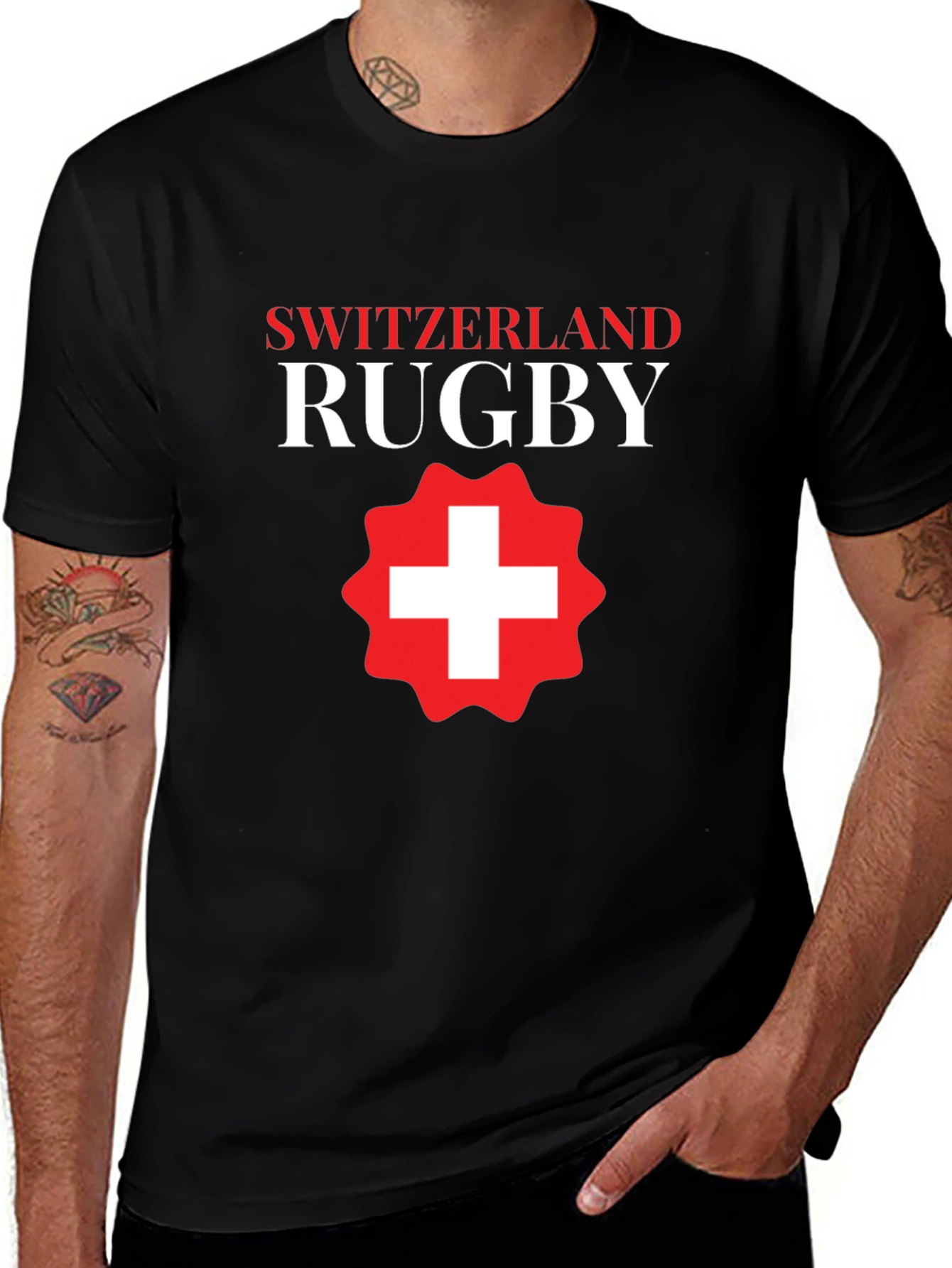 Variant 26 of Switzerland Rugby Graphic T-Shirt - Black