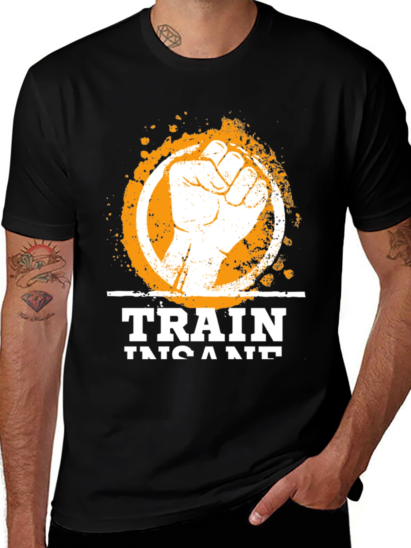 Variant 6 of Train Insane Graphic Tee - Black Cotton T-Shirt
