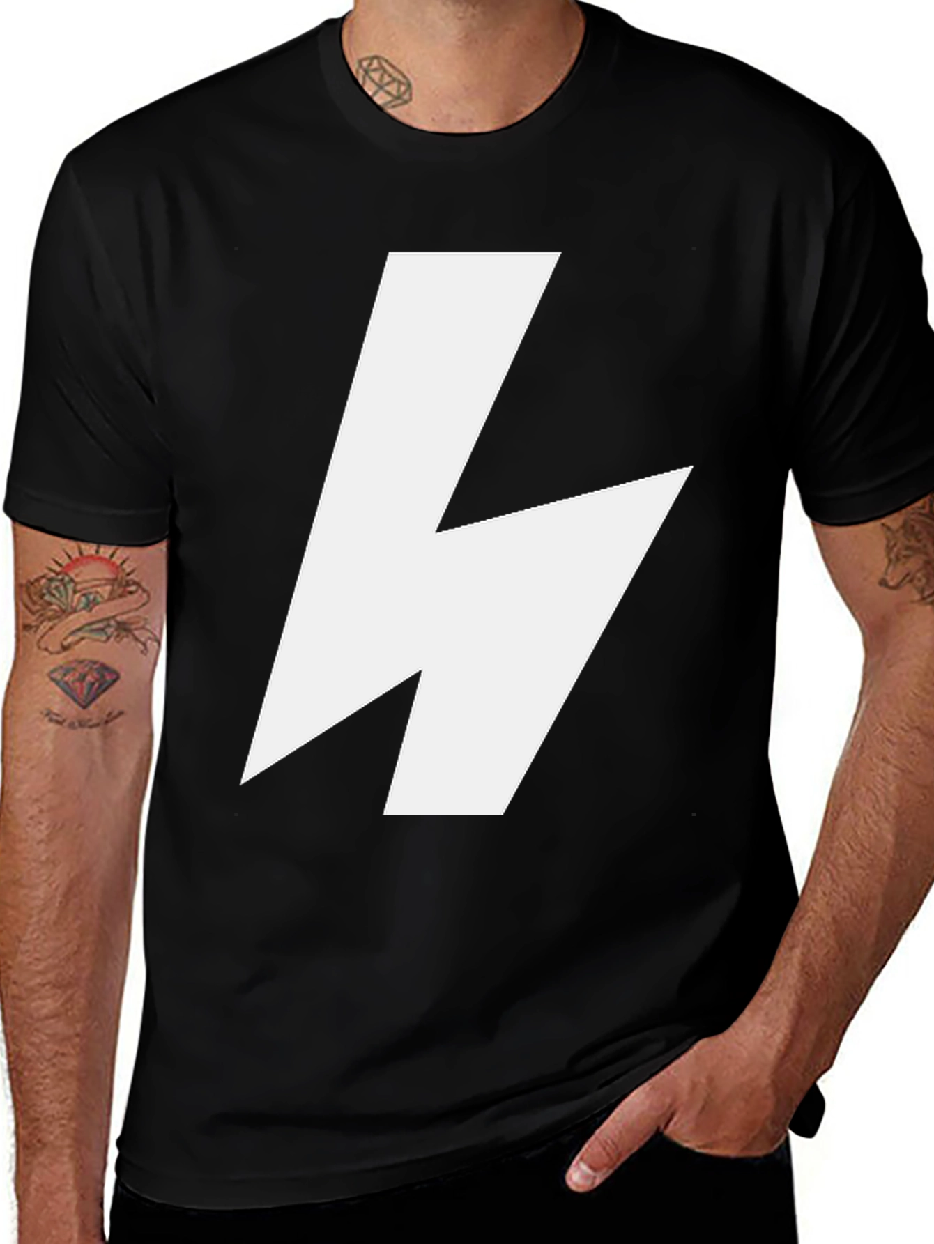 Variant 17 of Bold Lightning Bolt Graphic Tee - Black