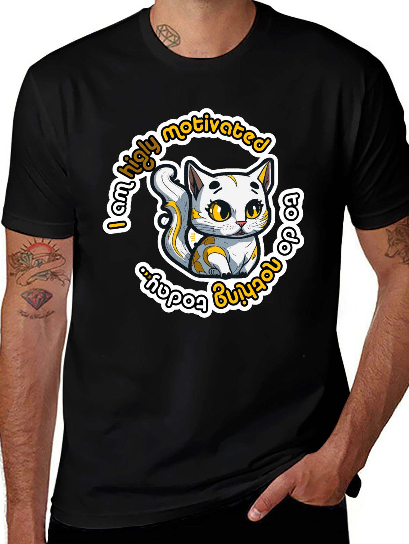 Variant 10 of Motivated Cat Graphic T-Shirt - Relax in Style!