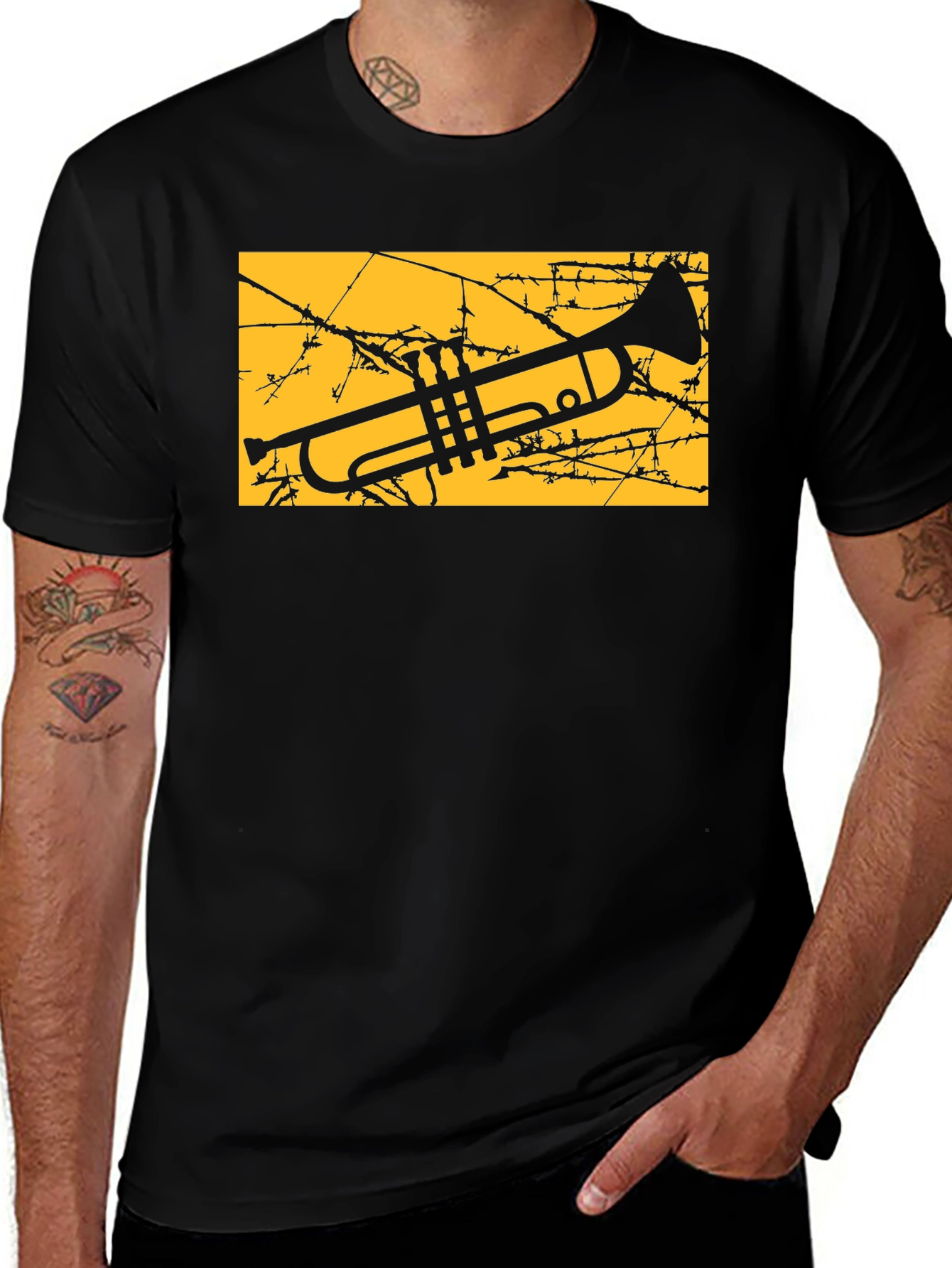 Variant 7 of Trumpet Graphic T-Shirt - Black