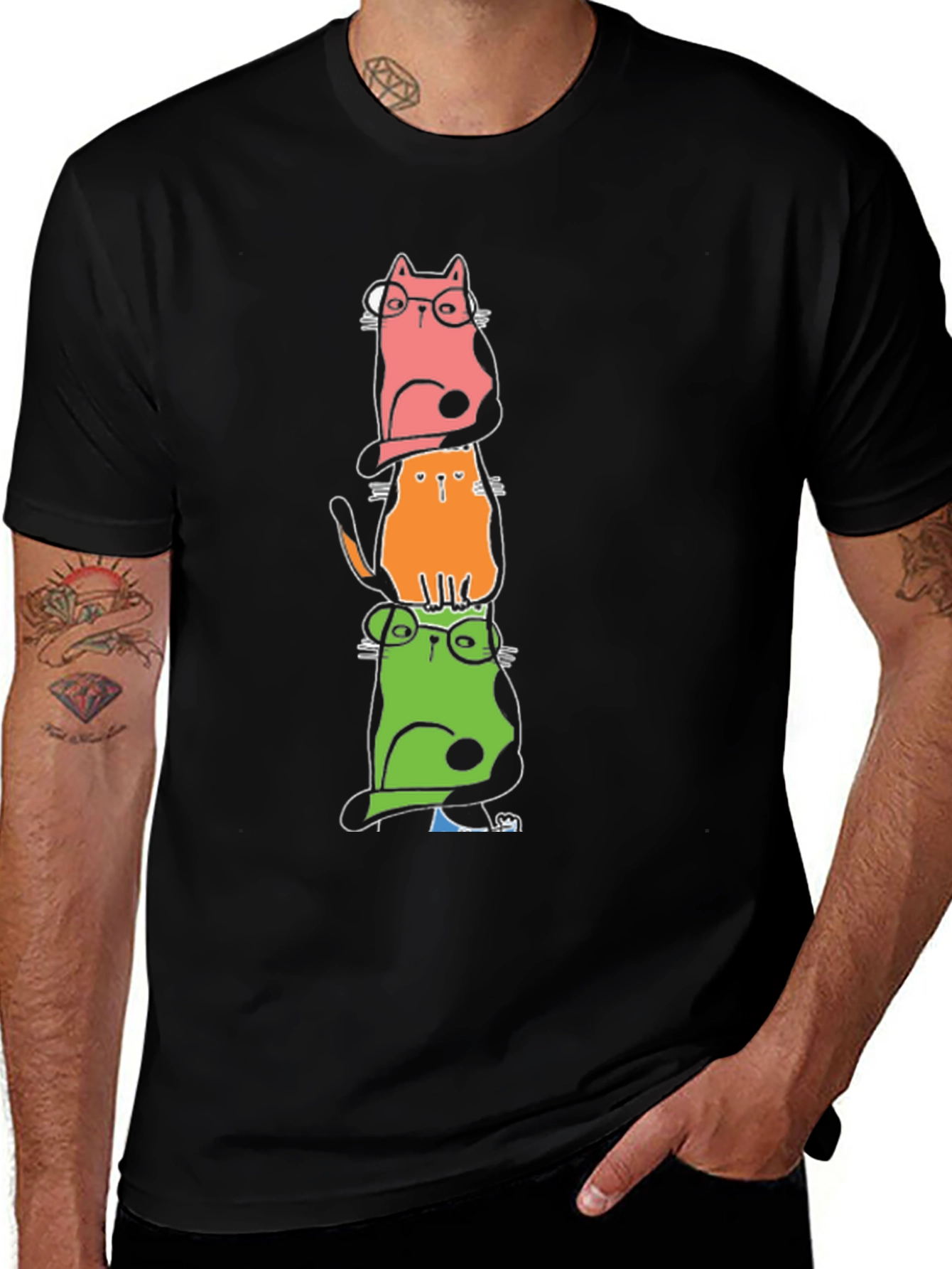 Variant 15 of Stacked Cats Graphic Tee